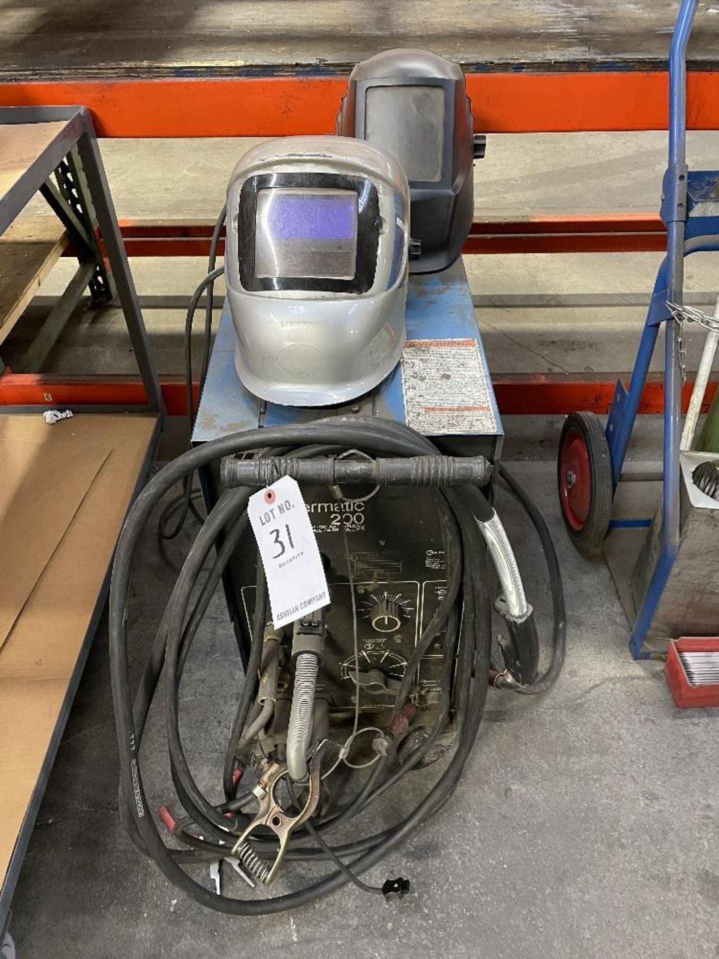 MILLER MILLERMATIC 200 WIRE FEED WELDER WITH 2 WELDING MASKS