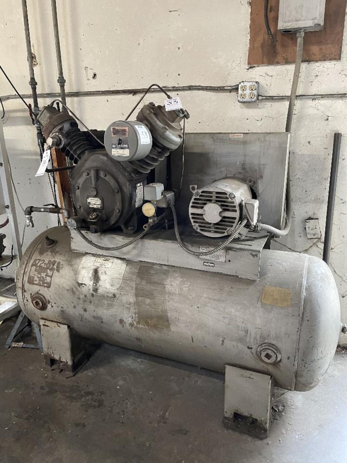 INGERSOLLRAND 71T210F COMPRESSOR 2 STAGE, 10 HP MOTOR, 100 GALLON TANK, S/N512469