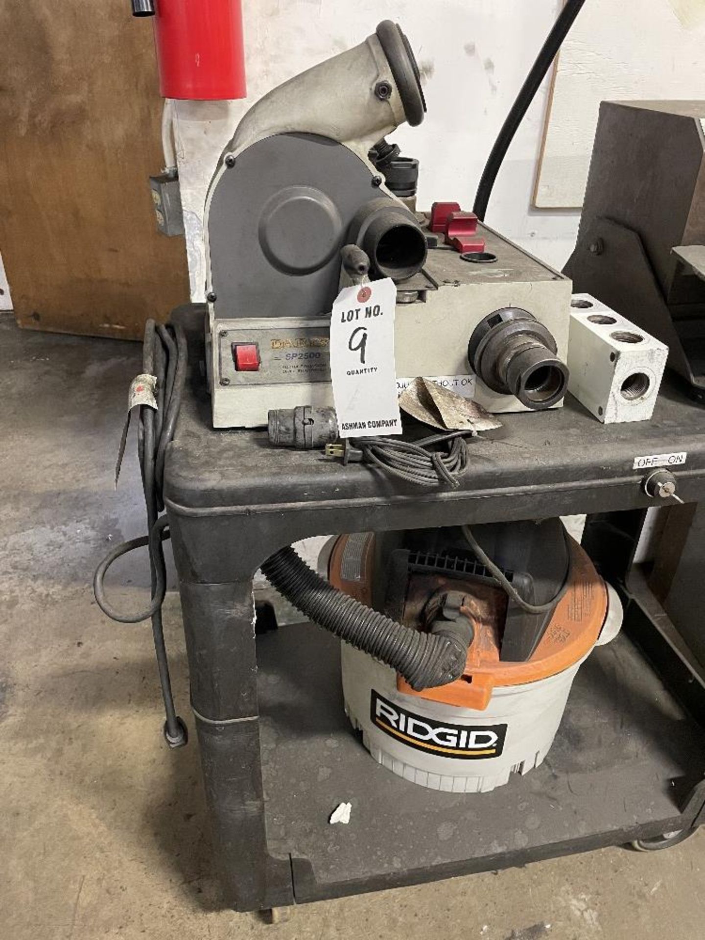 DAREX SP2500 DRILL SHARPENER WITH CART AND SHOP VAC