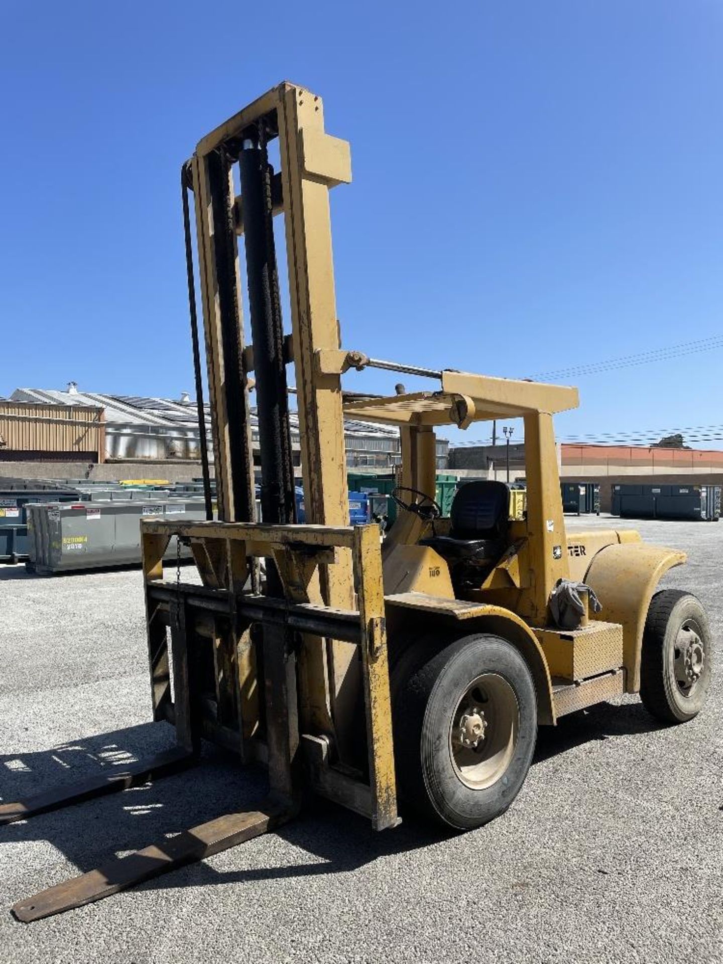 (1) Hyster H18CH Forklift- 18,000 lb cap, 4’ forks, 2 stage mast, pneumatic tires, dual front tires,