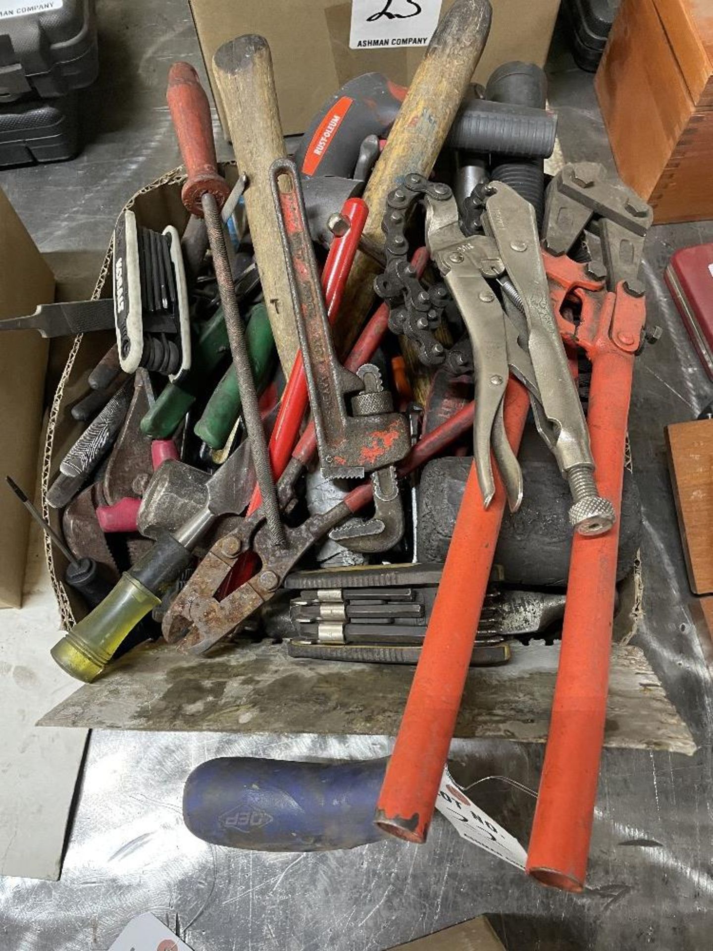 Lot of misc hand tools- hammers, wrenches, screw drivers, Allen wrenches, pliers