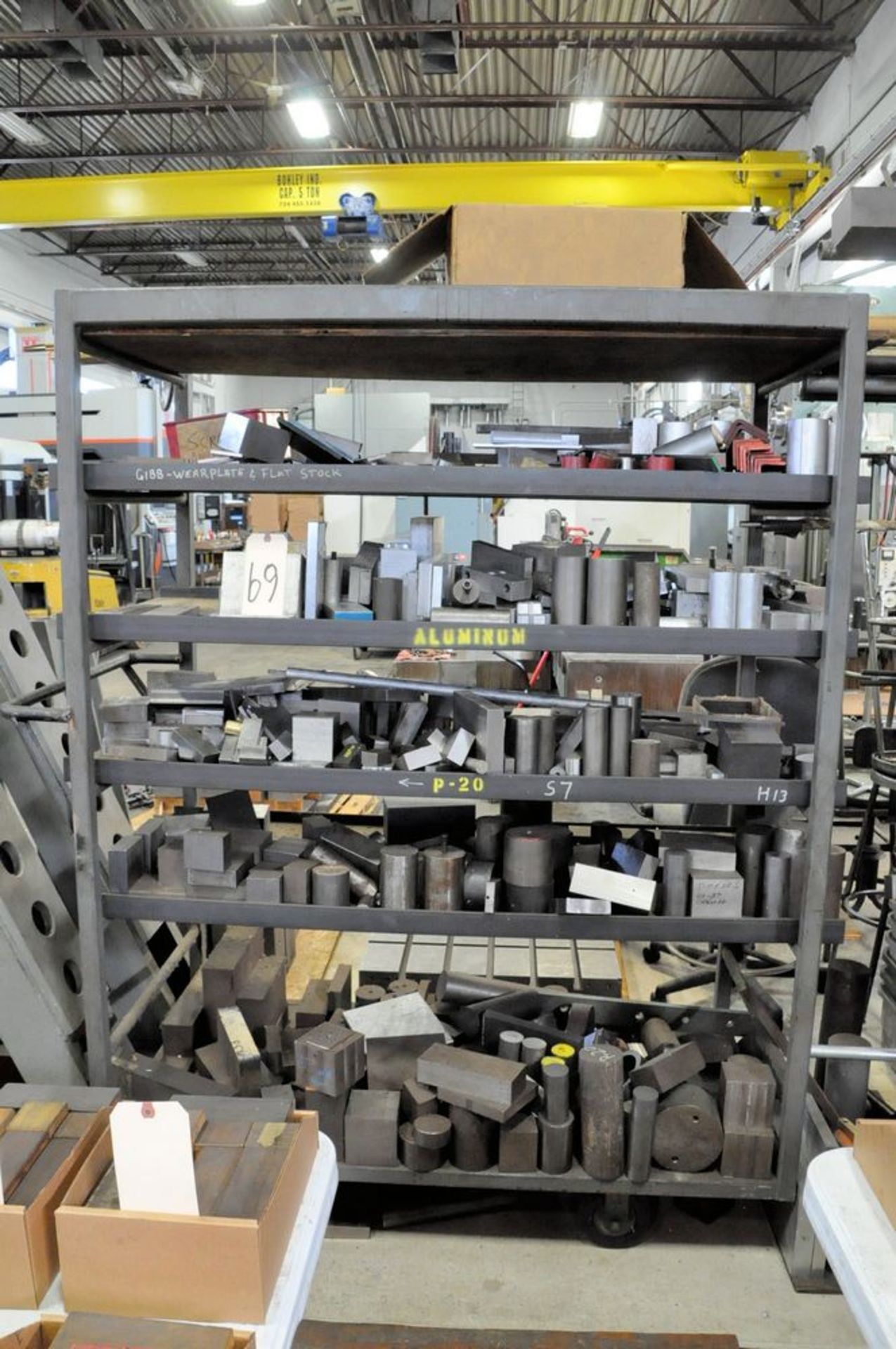 Lot-Various Metal Stock with Portable Steel Shelving Unit