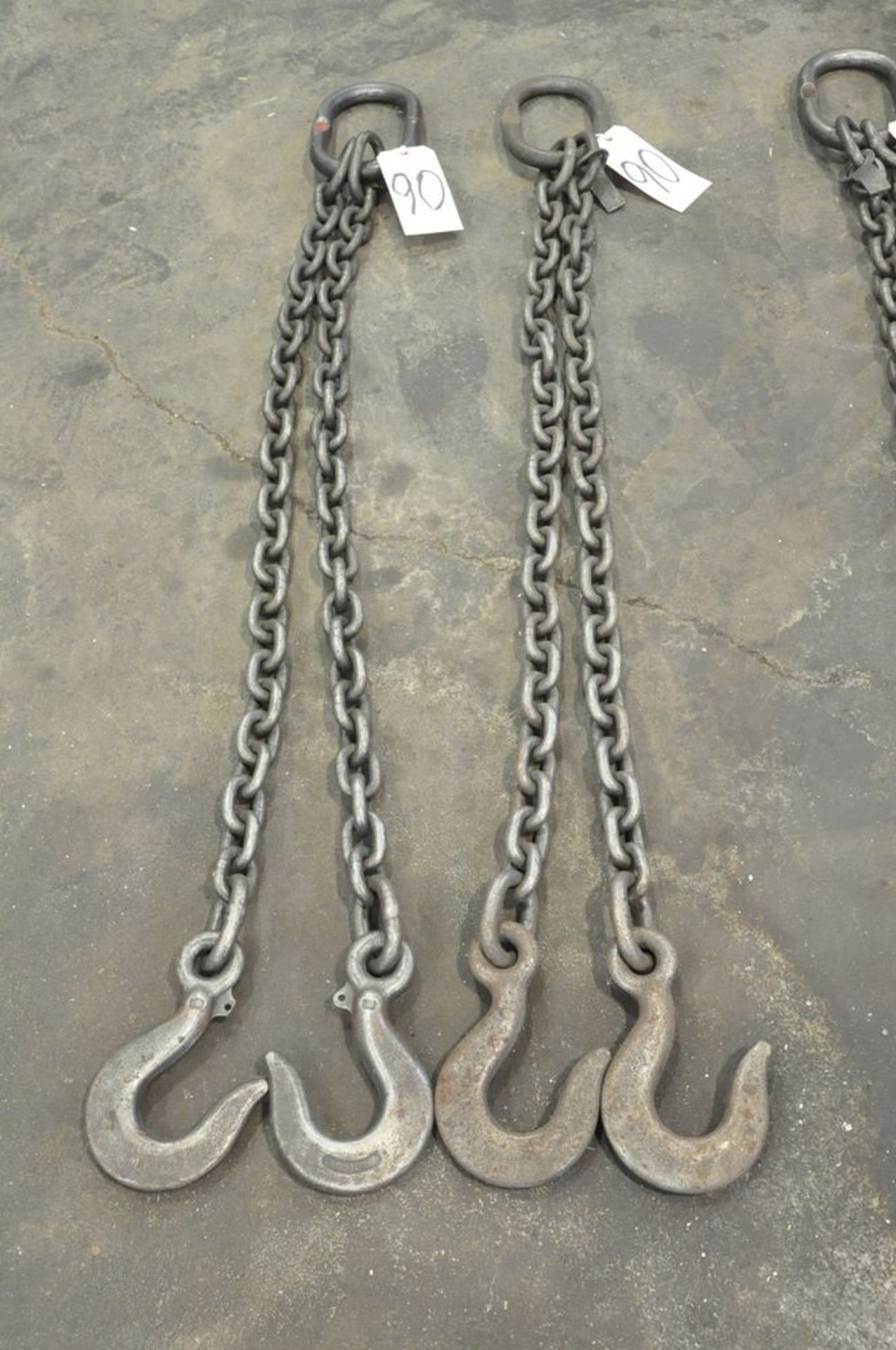 Lot-(2) 1/2" Link x 48" Long 2-Hook Chain Slings with Cert. Tags