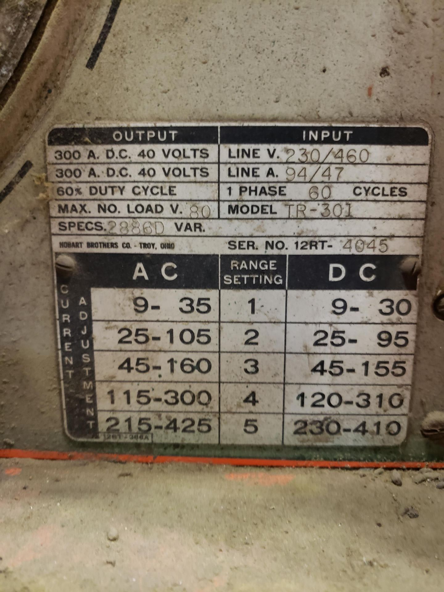 Hobart TR-301 AC/DC Welder - Image 4 of 4