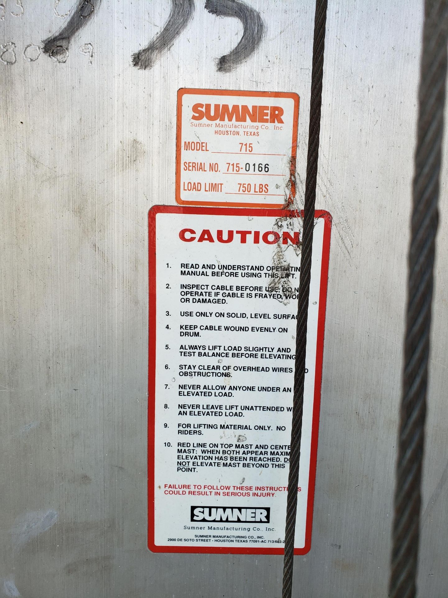 Sumner 715 Manual Lift - Image 3 of 3