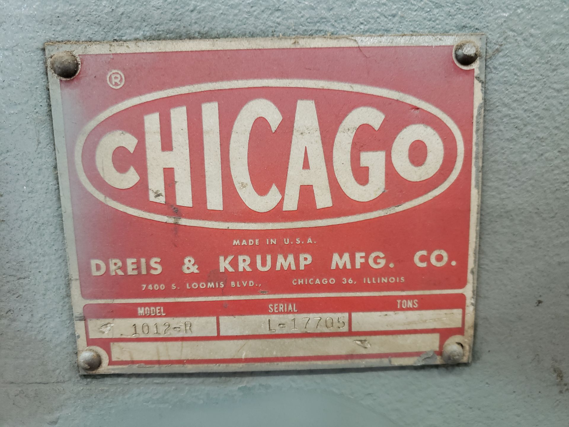 Chicago Dreis & Krump Model 1012-R Press Brake - Image 5 of 6