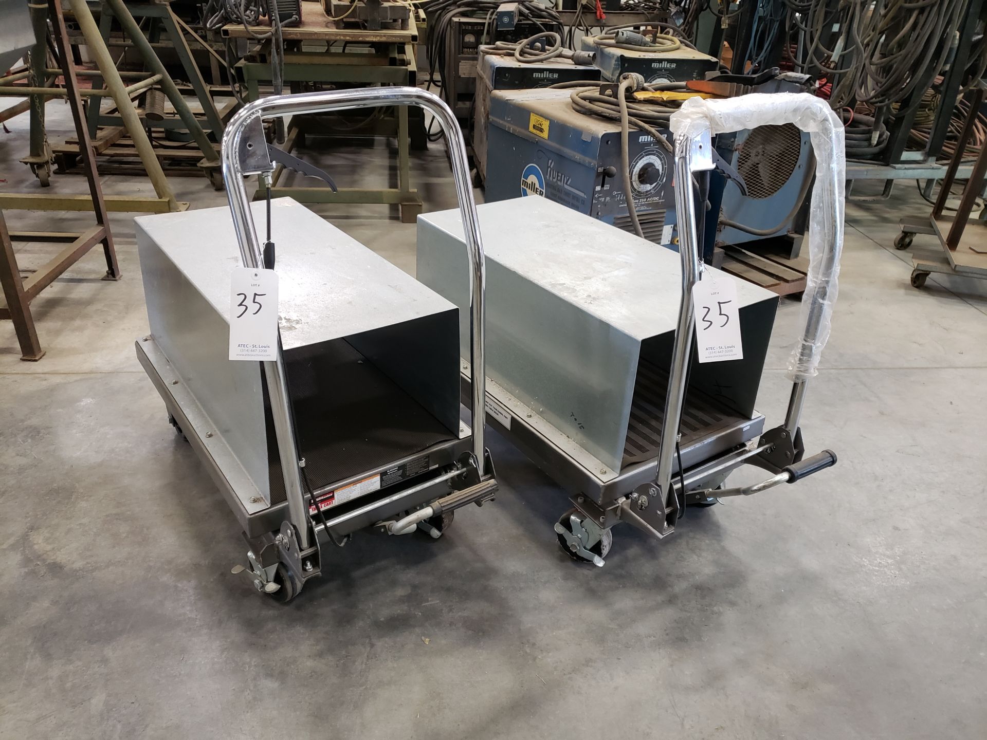 Lot of 2 HaulMaster Hydraulic Table Carts