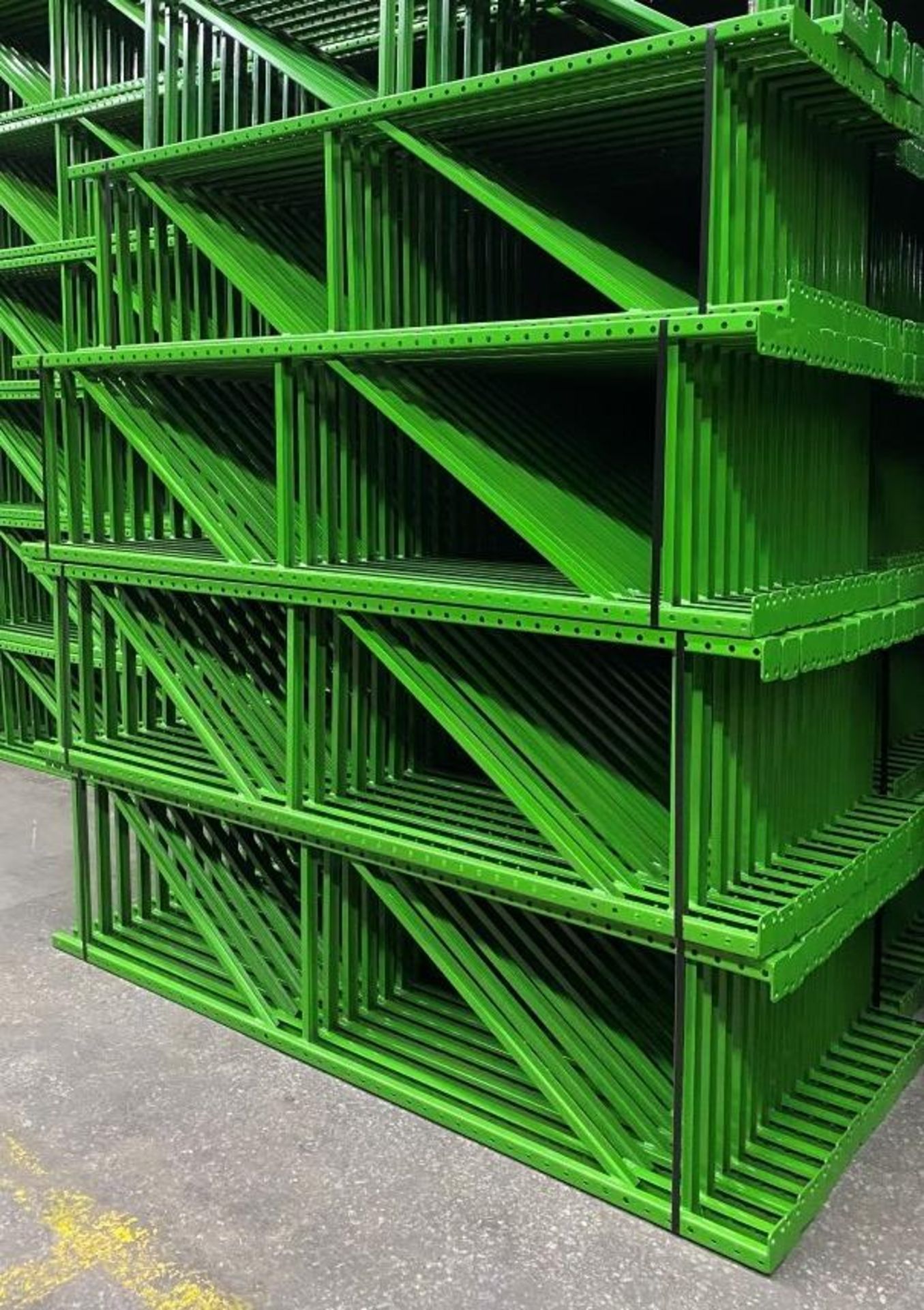 ONE LOT OF TEARDROP STYLE PALLET RACKS - 27 BAYS X 3 LINES X 8'H X 24"D X 96"W - Image 2 of 4