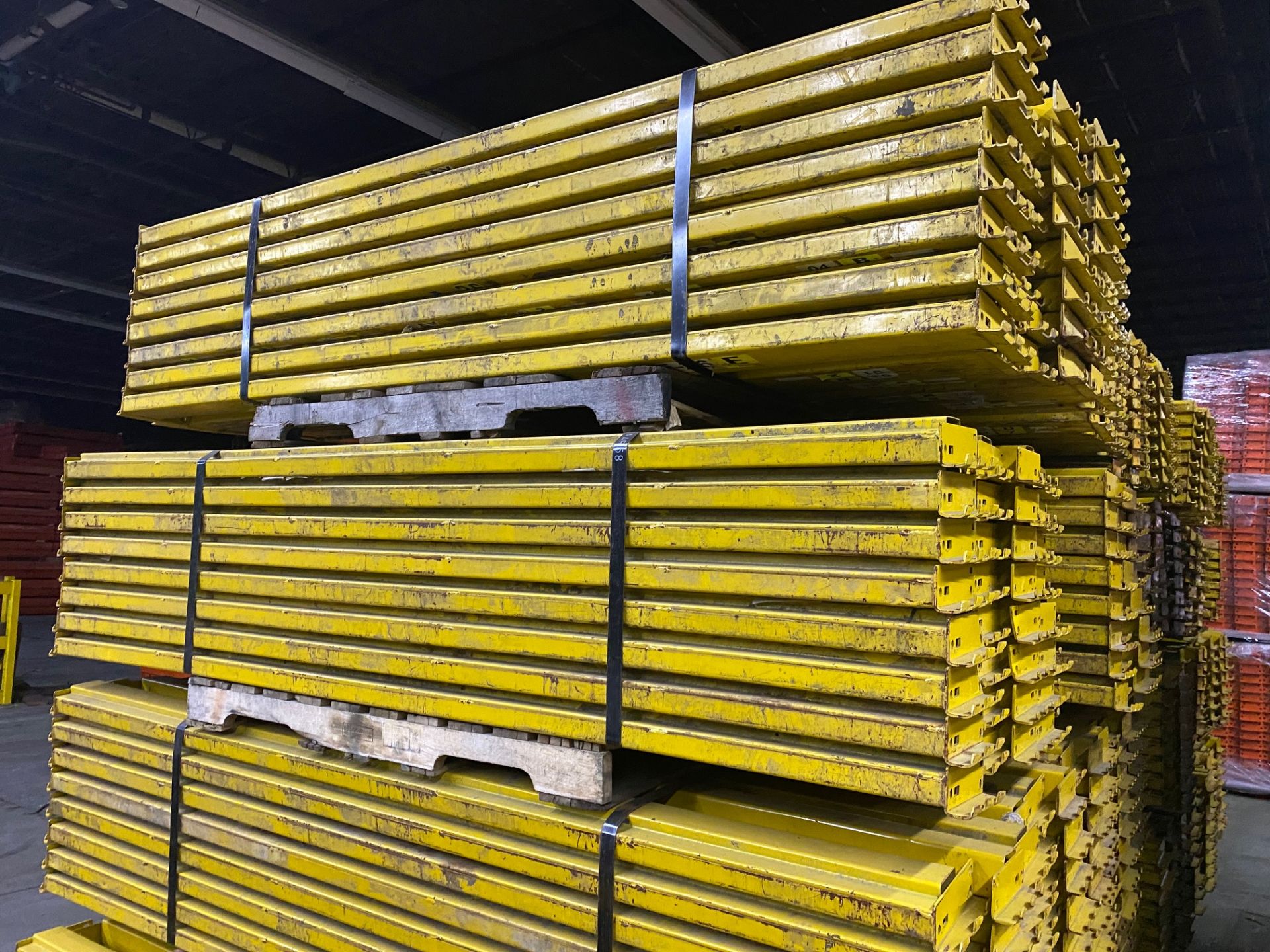 14 BAYS OF 16'H X 42"D X 96"L KEYSTONE STYLE PALLET RACKS