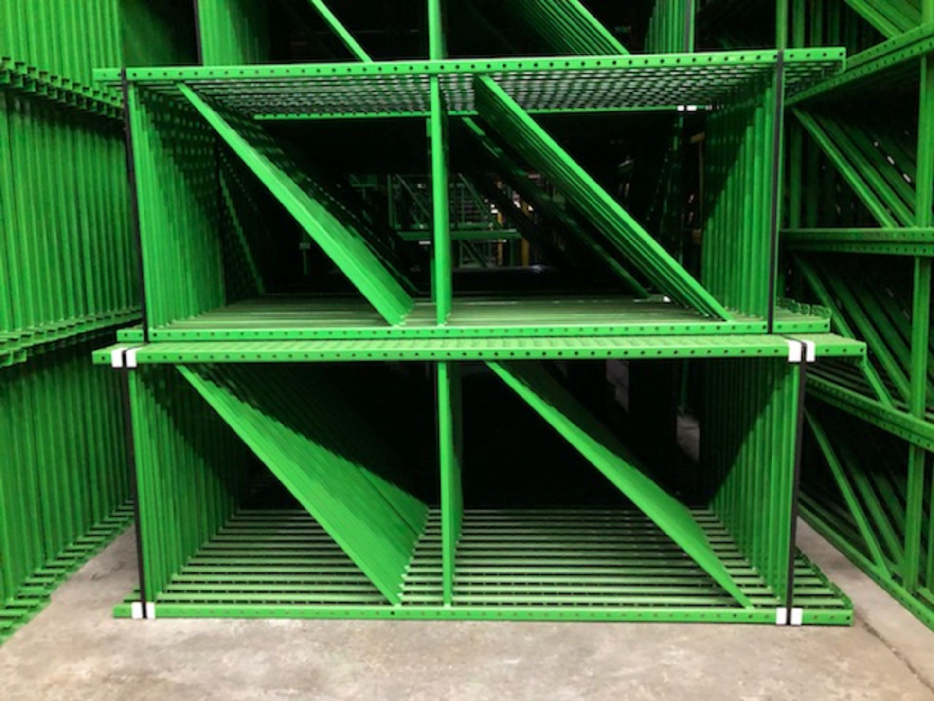 27 BAYS OF TEARDROP STYLE PALLET RACKS - 9 BAYS X 3 LINES X 8'H X 36"D X 96"W