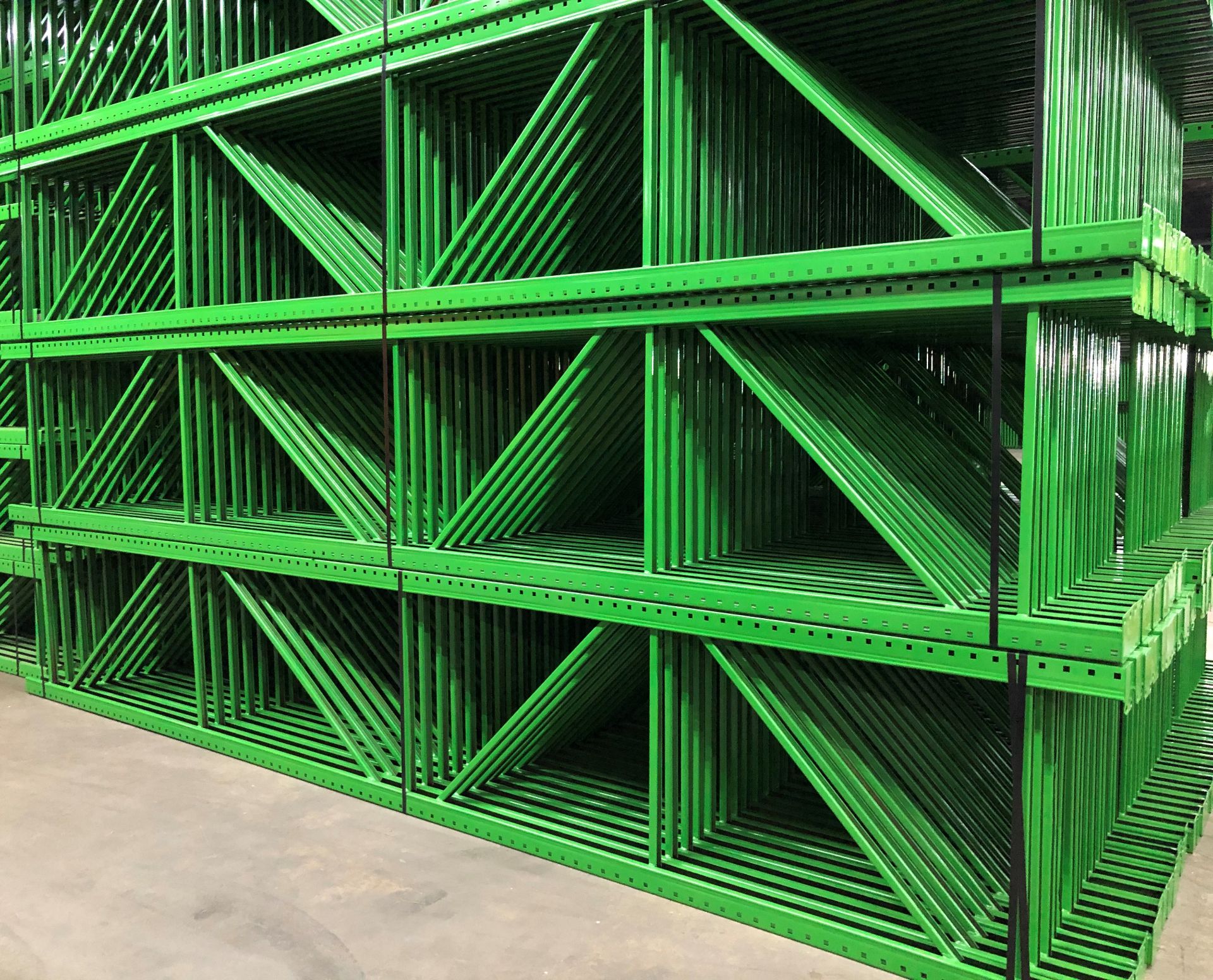 9 BAYS OF 16'H X 34"D X 96"L TEARDROP STYLE PALLET RACKS - Image 2 of 3