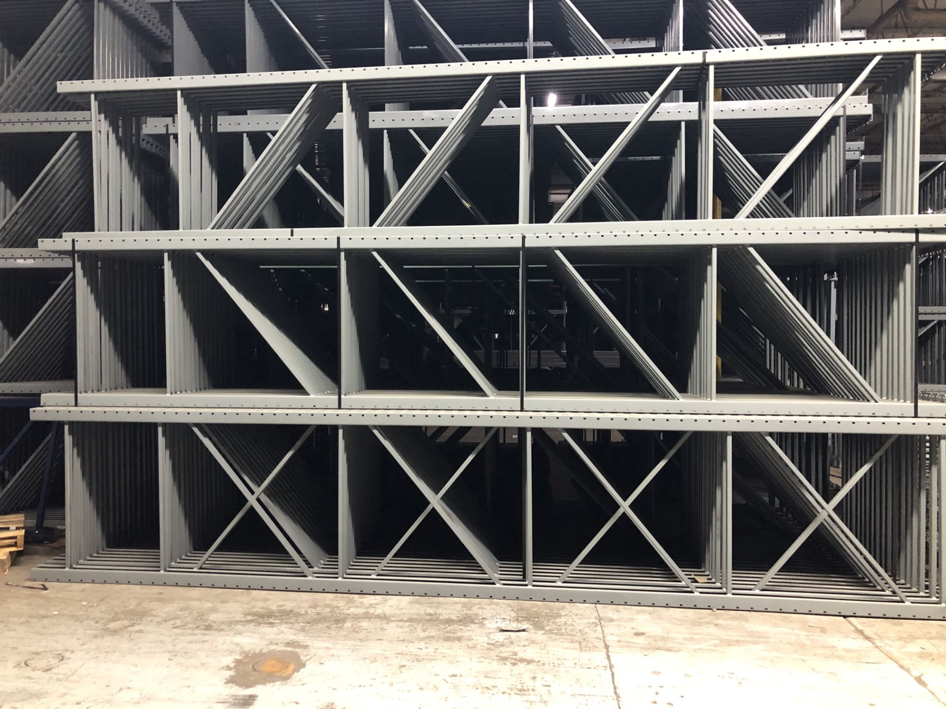 9 BAYS OF 18'H X 42"D X 144"L KEYSTONE STYLE PALLET RACKS - Image 2 of 5