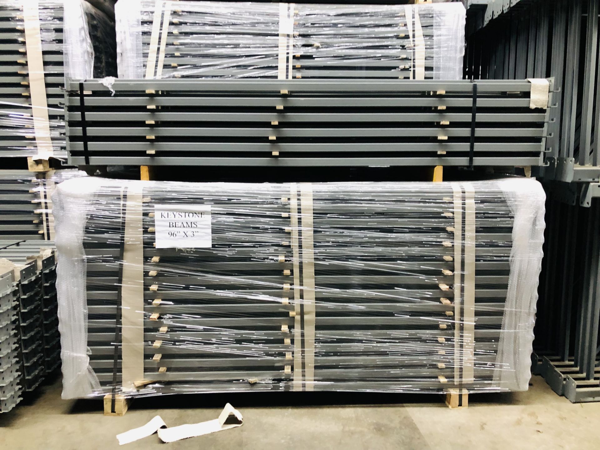 27 BAYS OF KEYSTONE STYLE PALLET RACKS - 5 BAYS X 3 LINES X 8'H X 36"D X 96"W - Image 4 of 5