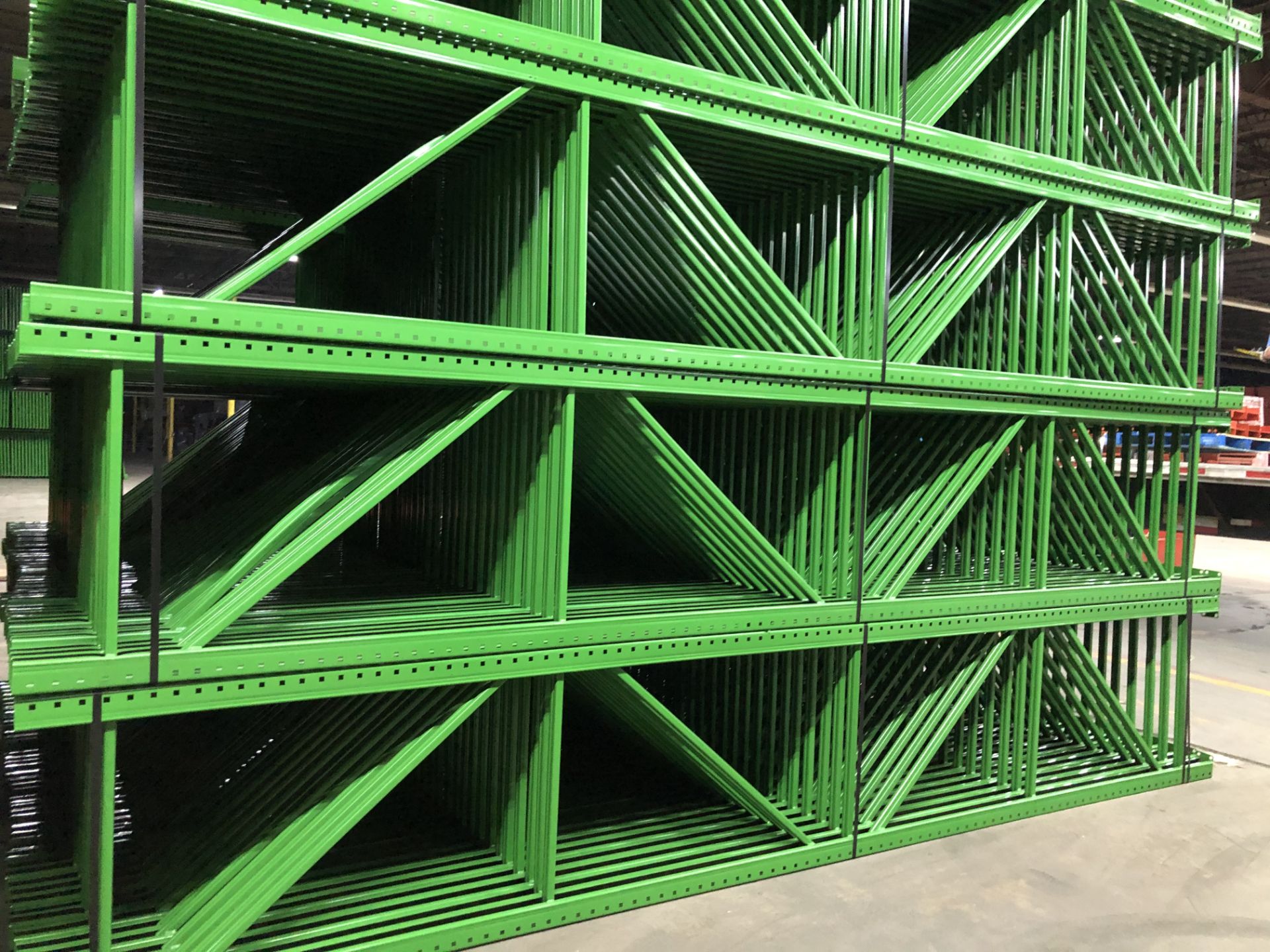 9 BAYS OF 16'H X 34"D X 96"L TEARDROP STYLE PALLET RACKS - Image 3 of 4