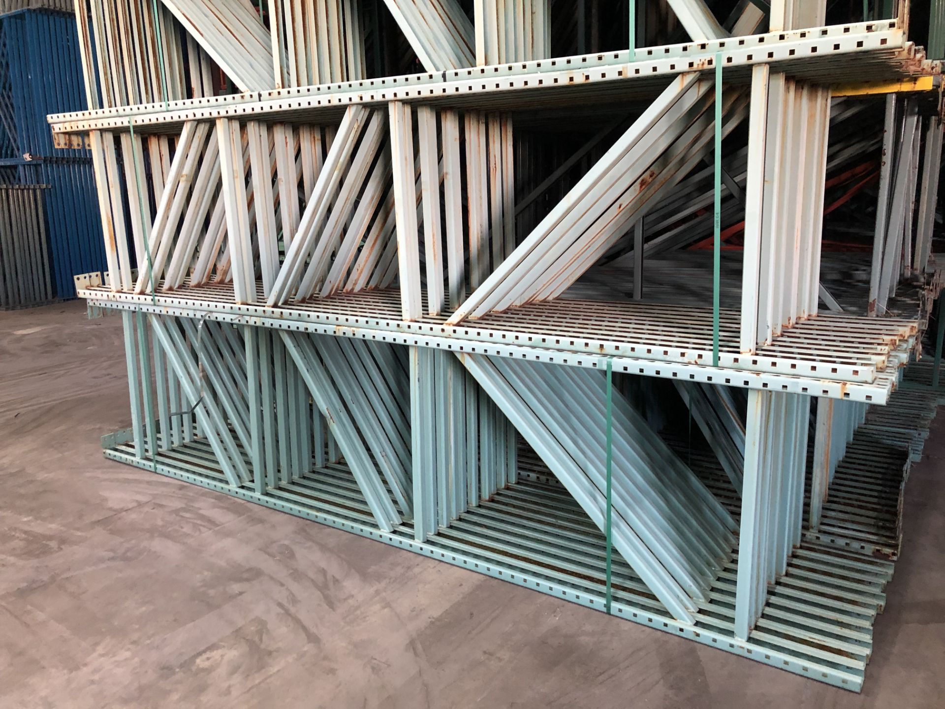 14 BAYS OF 12'H X 34"D X 96"L TEARDROP STYLE PALLET RACKS