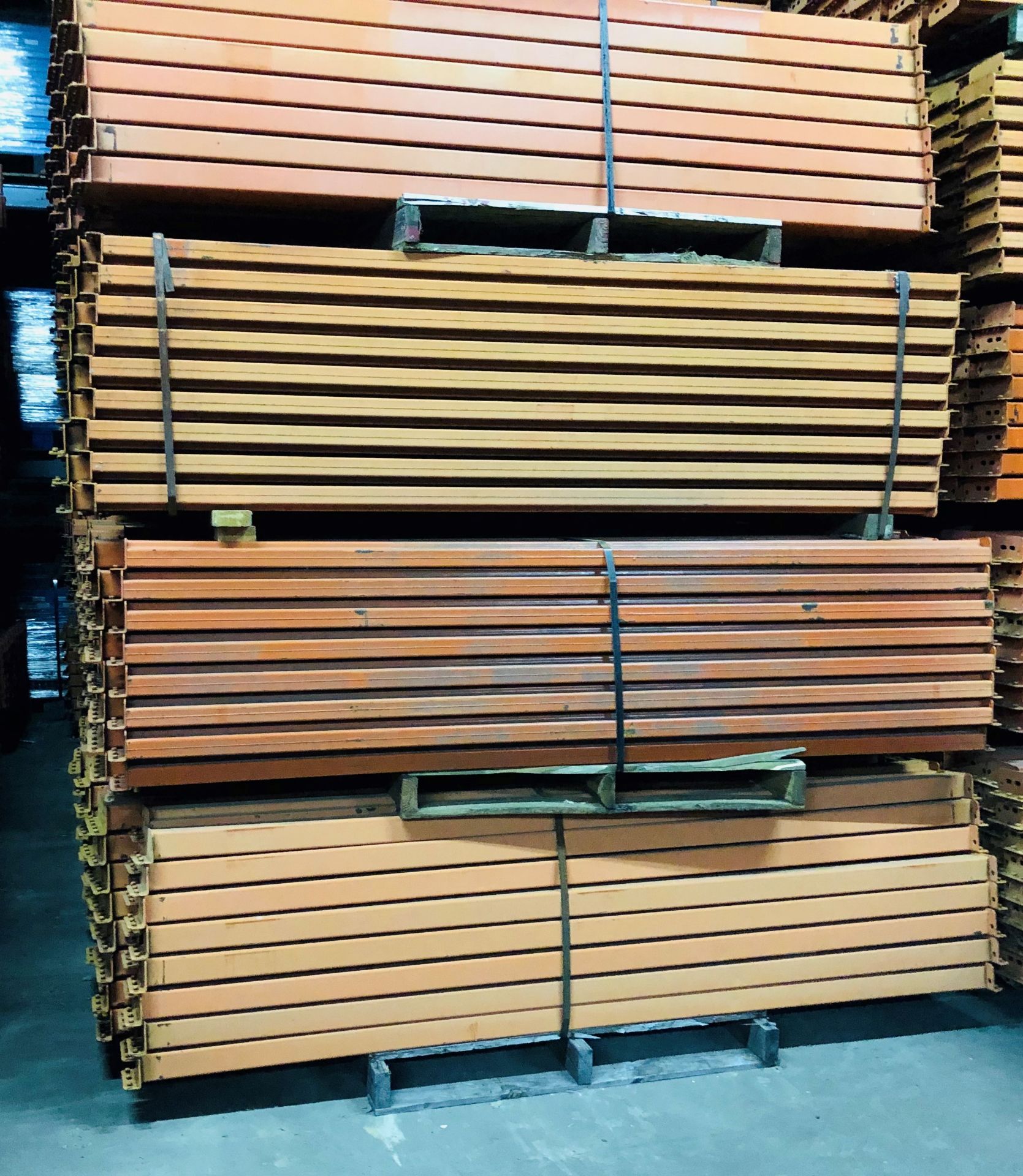 14 BAYS OF 12'H X 34"D X 90"L TEARDROP STYLE PALLET RACKS