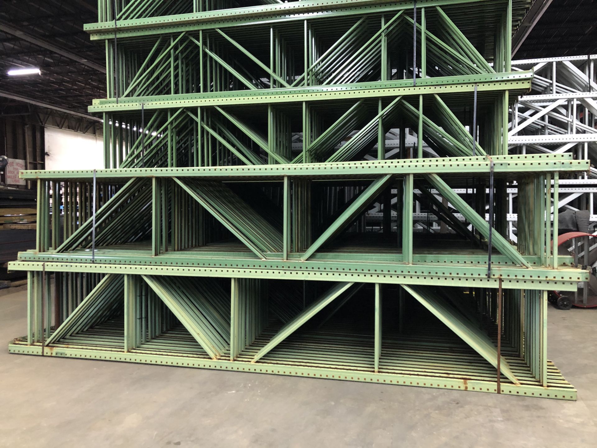 14 BAYS OF 16'H X 34"D X 90"L TEARDROP STYLE PALLET RACKS