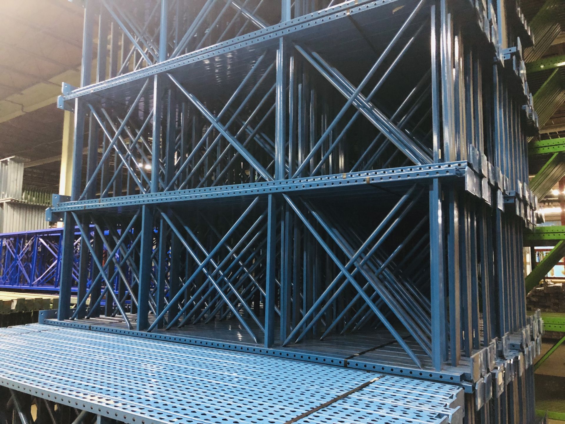 9 BAYS OF 12'H X 42"D X 92"L TEARDROP STYLE PALLET RACKS - Image 2 of 5