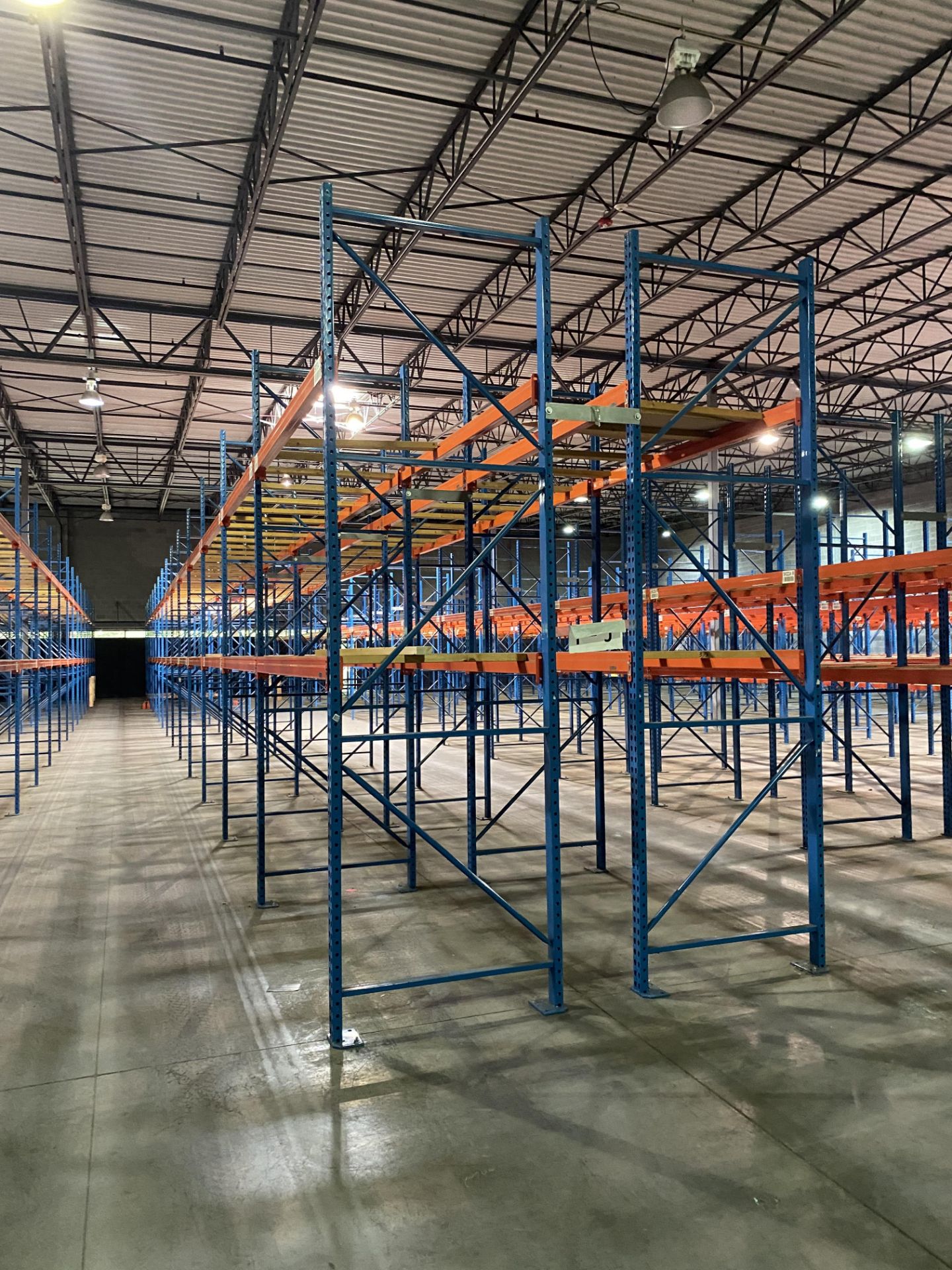 9 BAYS OF 12'H X 42"D X 92"L TEARDROP STYLE PALLET RACKS