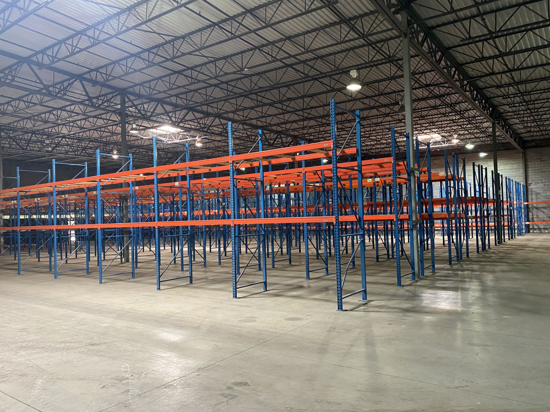 9 BAYS OF 12'H X 42"D X 92"L TEARDROP STYLE PALLET RACKS