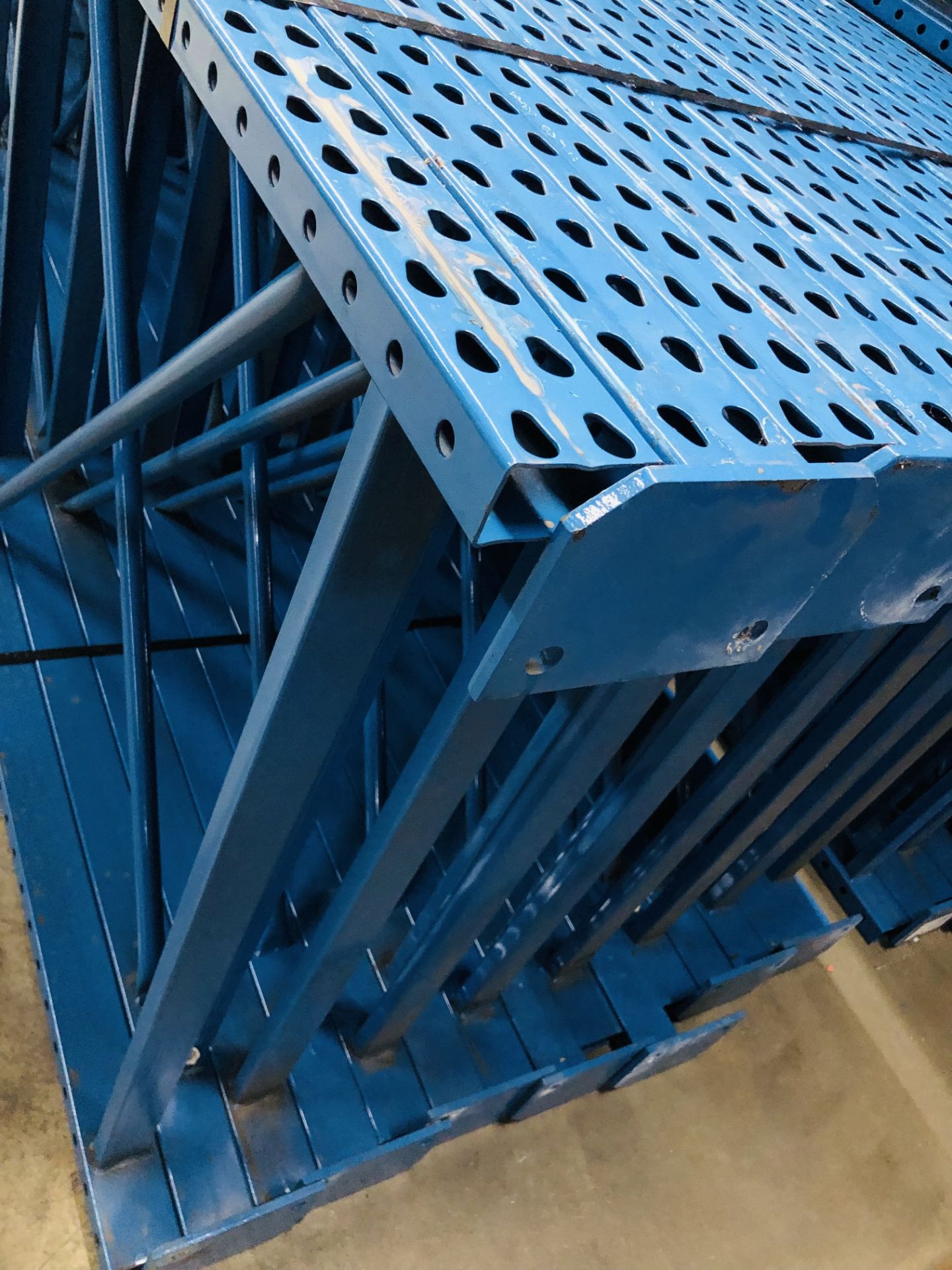 9 BAYS OF 12'H X 42"D X 92"L TEARDROP STYLE PALLET RACKS - Image 3 of 5