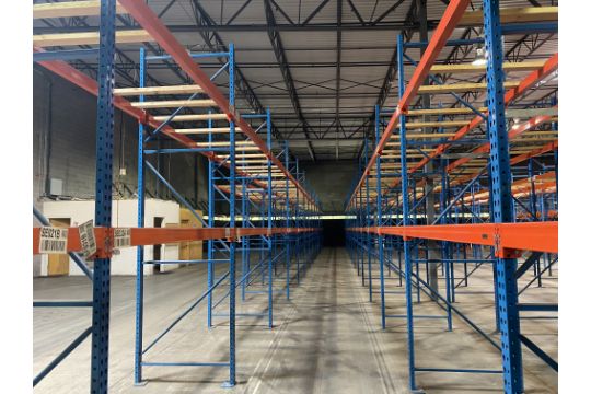 9 BAYS OF 12'H X 42"D X 92"L TEARDROP STYLE PALLET RACKS - Image 1 of 5