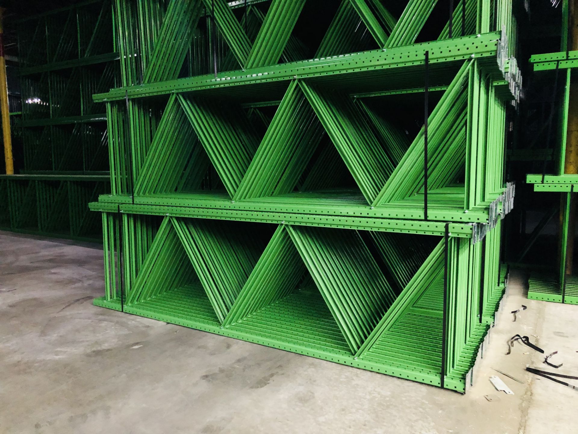 9 BAYS OF 12'H X 42"D X 92"L TEARDROP STYLE PALLET RACKS