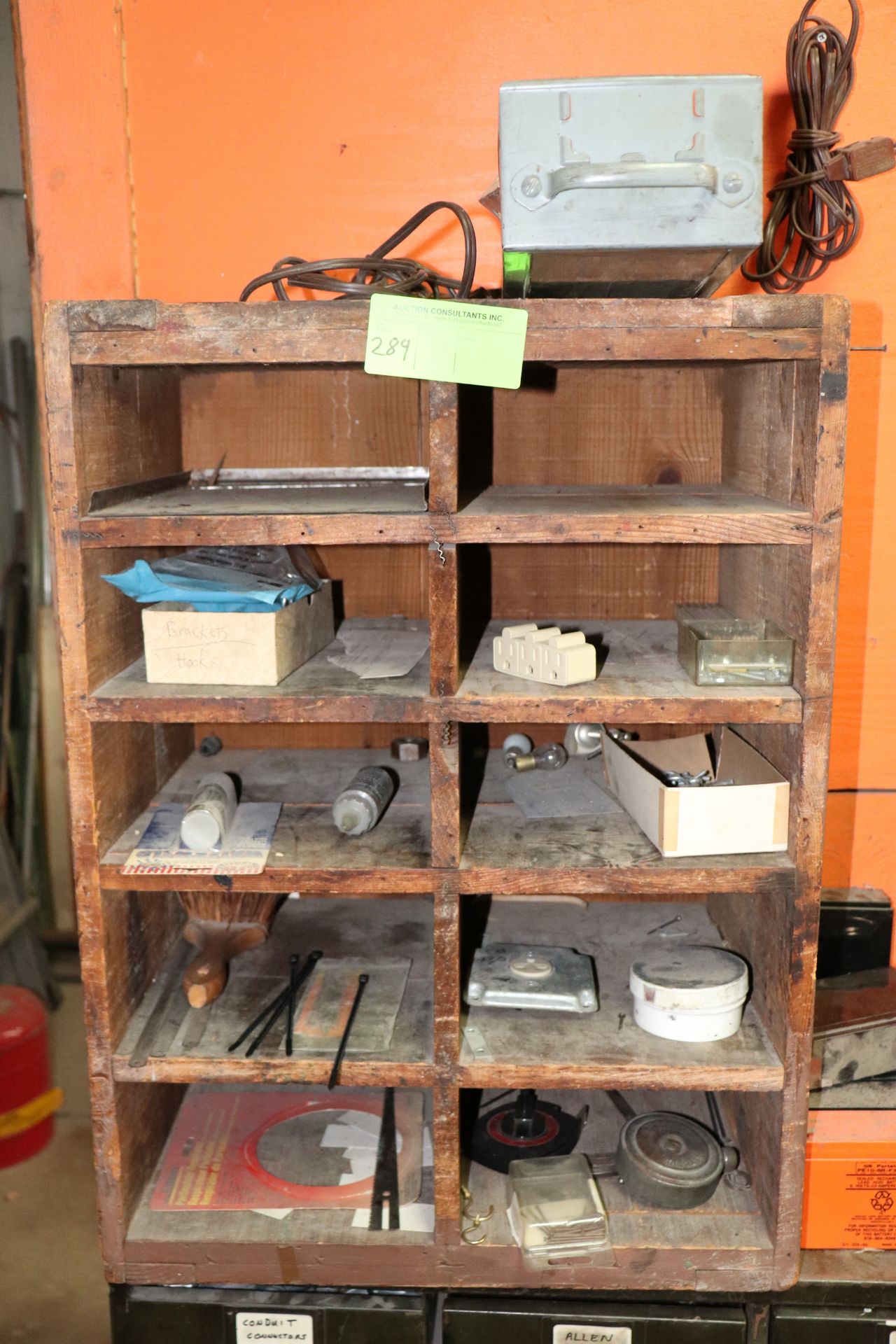 Vintage parts shelf