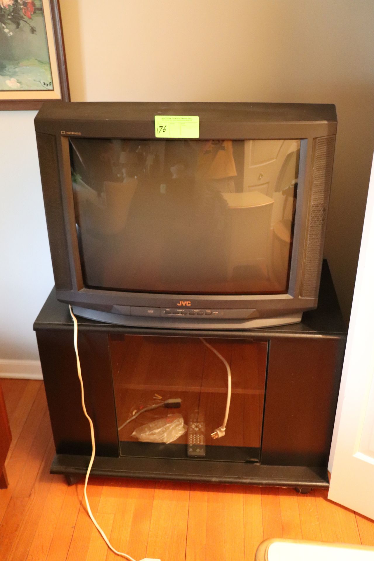 JVC television set and stand, 28"