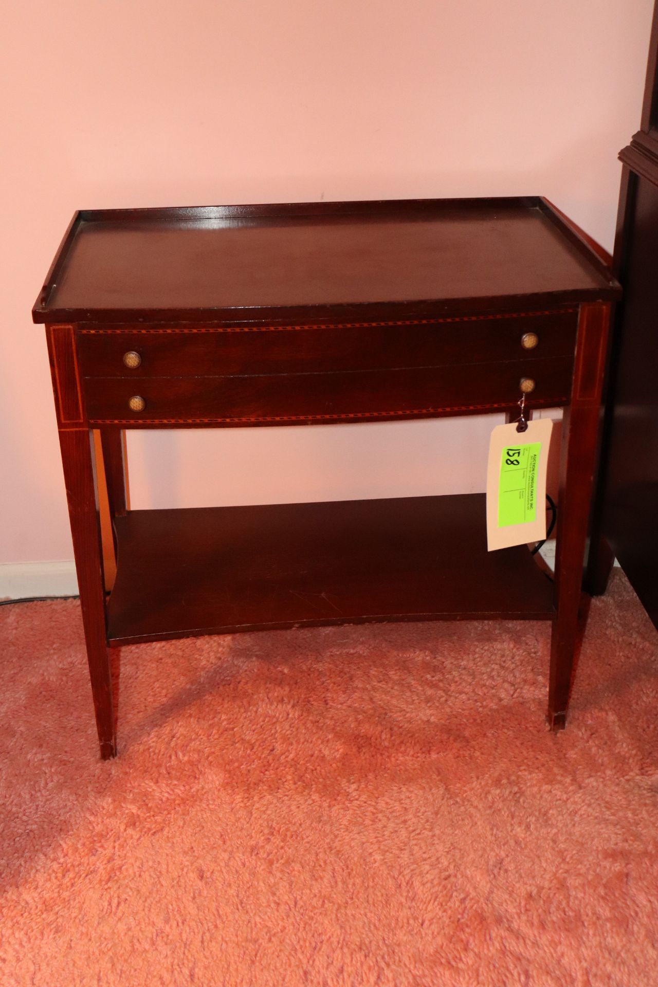 Mahogany side table, rectangular top over single drawer raised on four legs, approximate height 25"