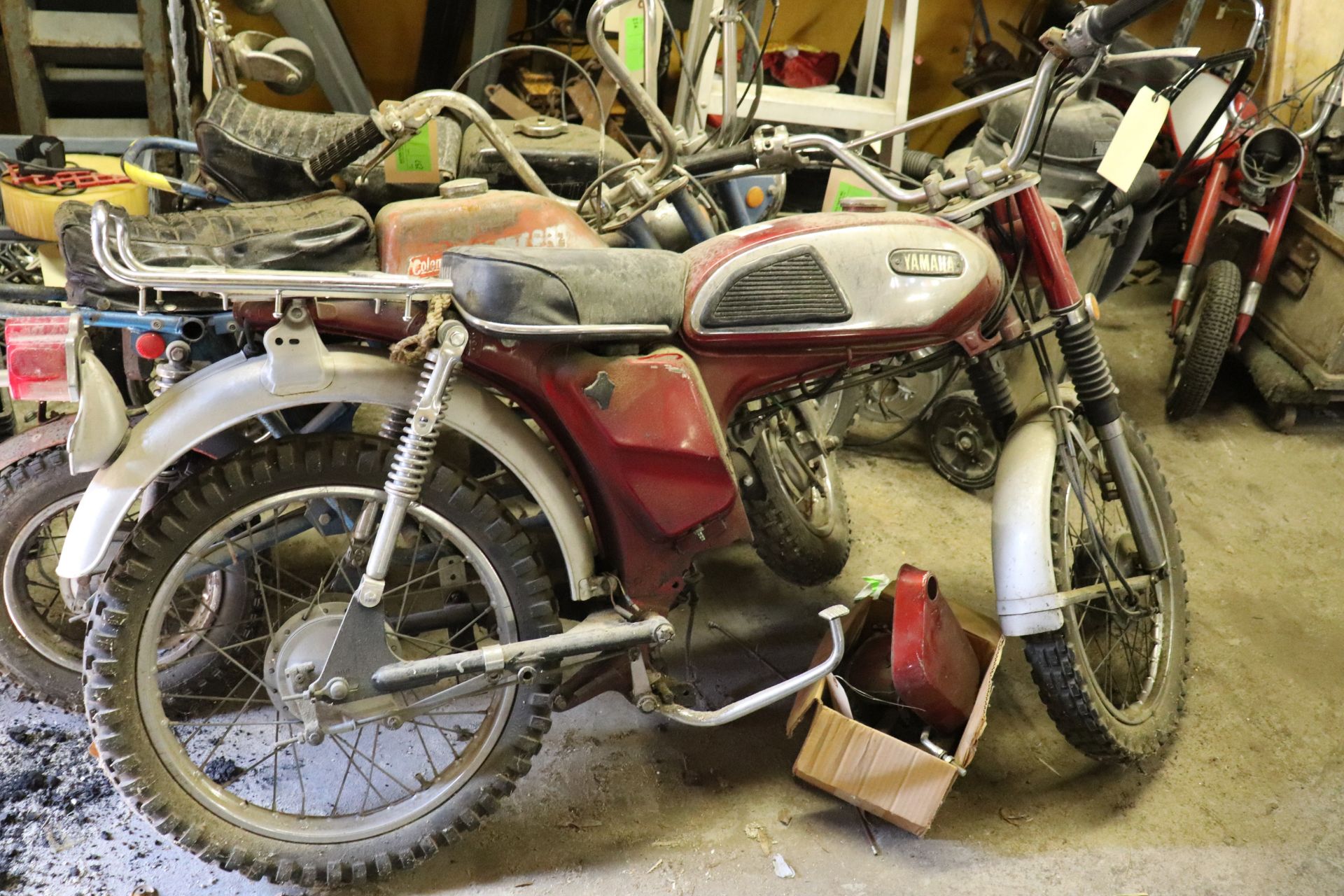 1970 Yamaha 100 L5TA, original paint, rolling chassis, 5,070 miles MINI BIKES MARKED AS PARTS BIKES,