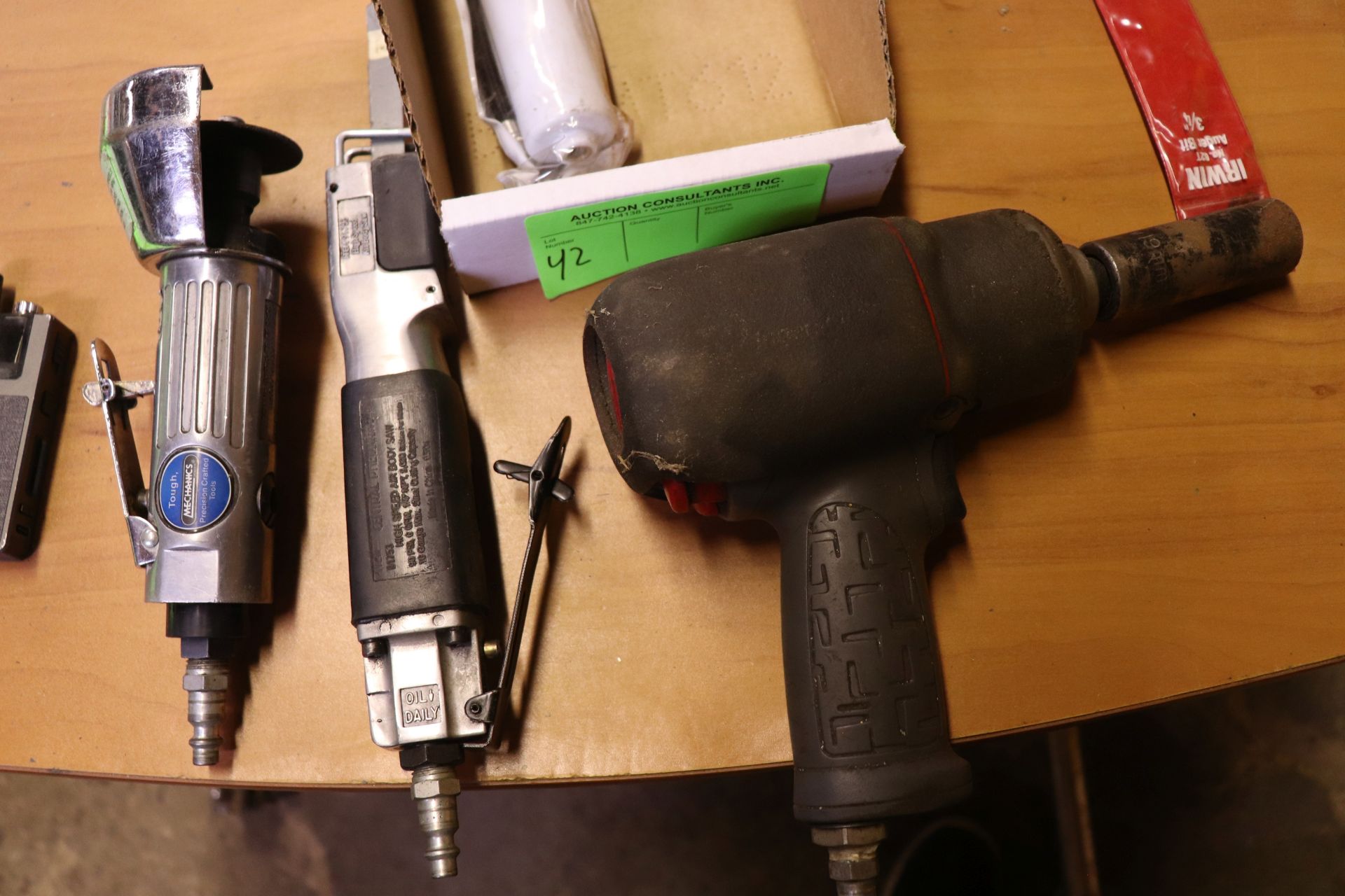Pneumatic impact wrench, Central pneumatic high speed air body saw, and a Tough Mechanics pneumatic
