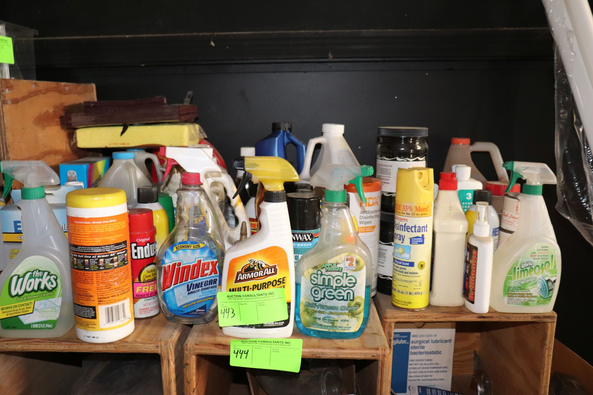 Various cleaning chemicals, everything pictured