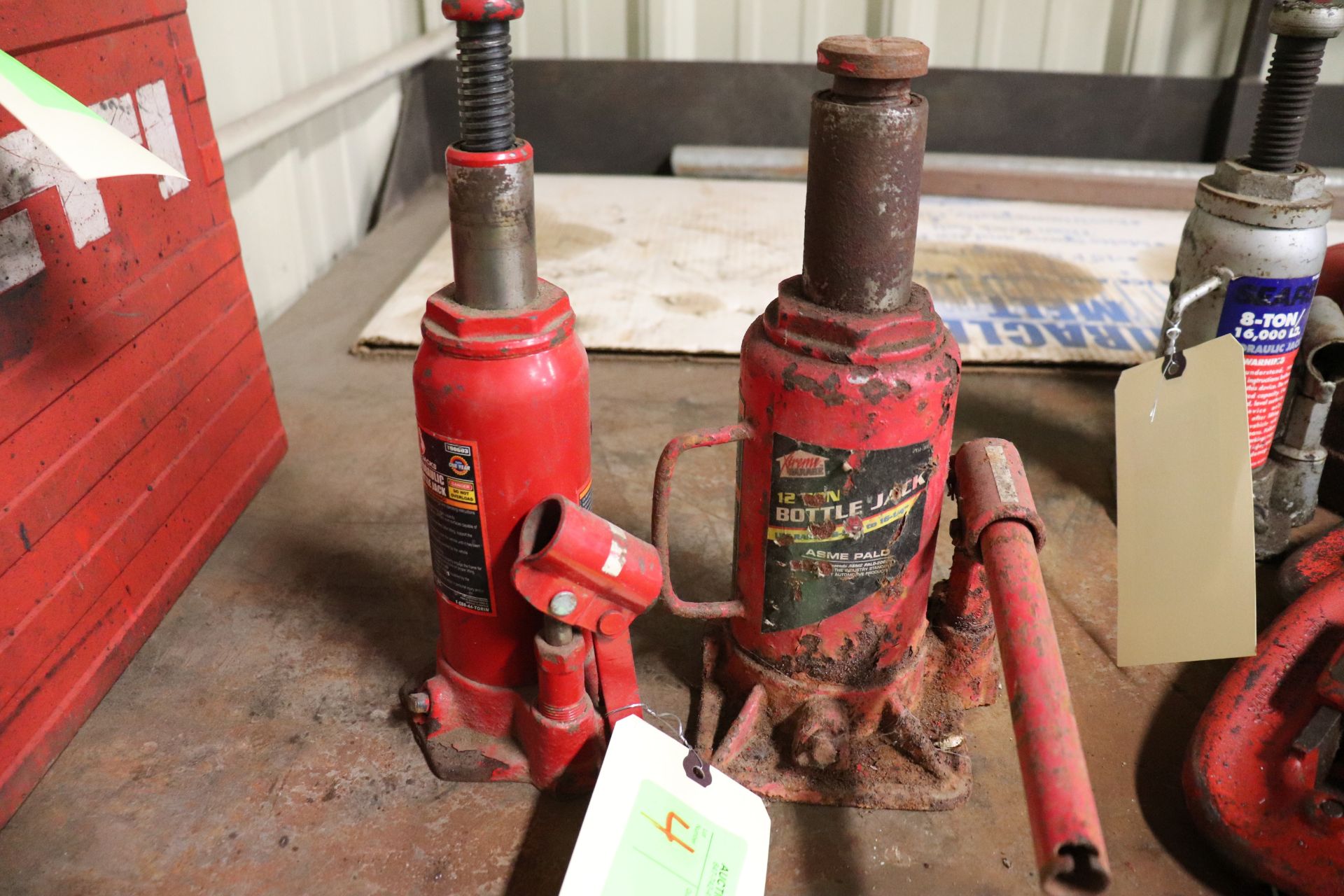 Two bottle jacks, 6-ton and 12-ton