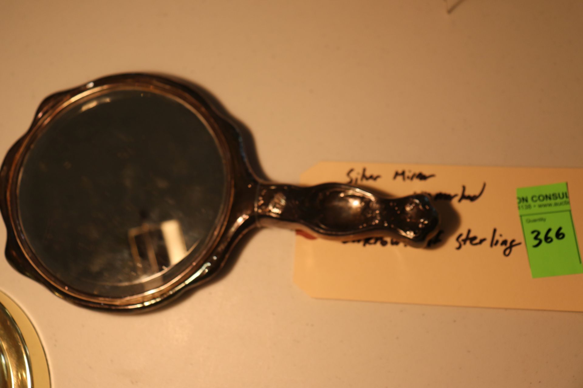 Silver mirror, unmarked, approximate weight 14.2 ounces, unknown if sterling - Image 2 of 2