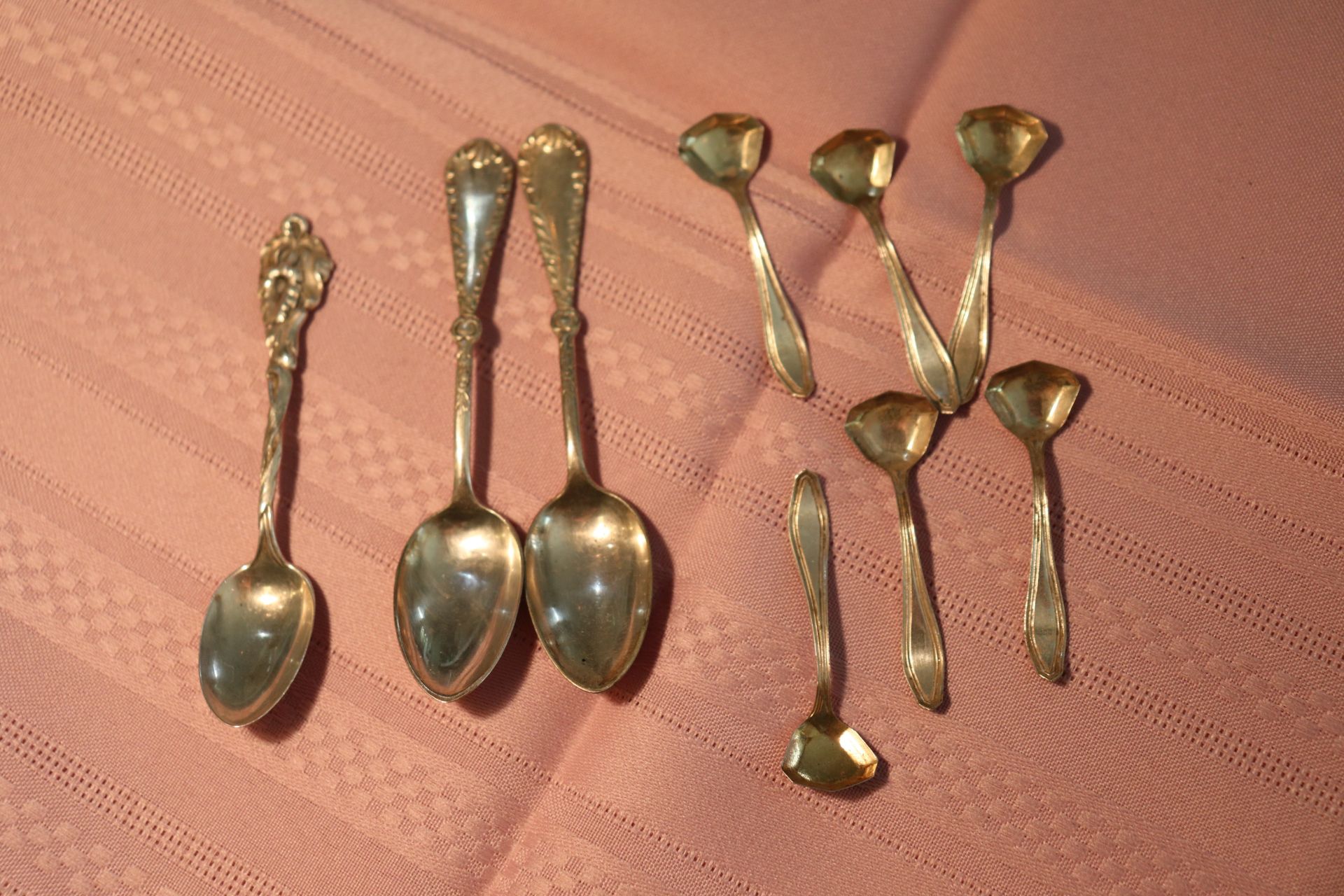 Assortment of sterling silver spoons, 8 pieces, approximate weight 1.39 ounces