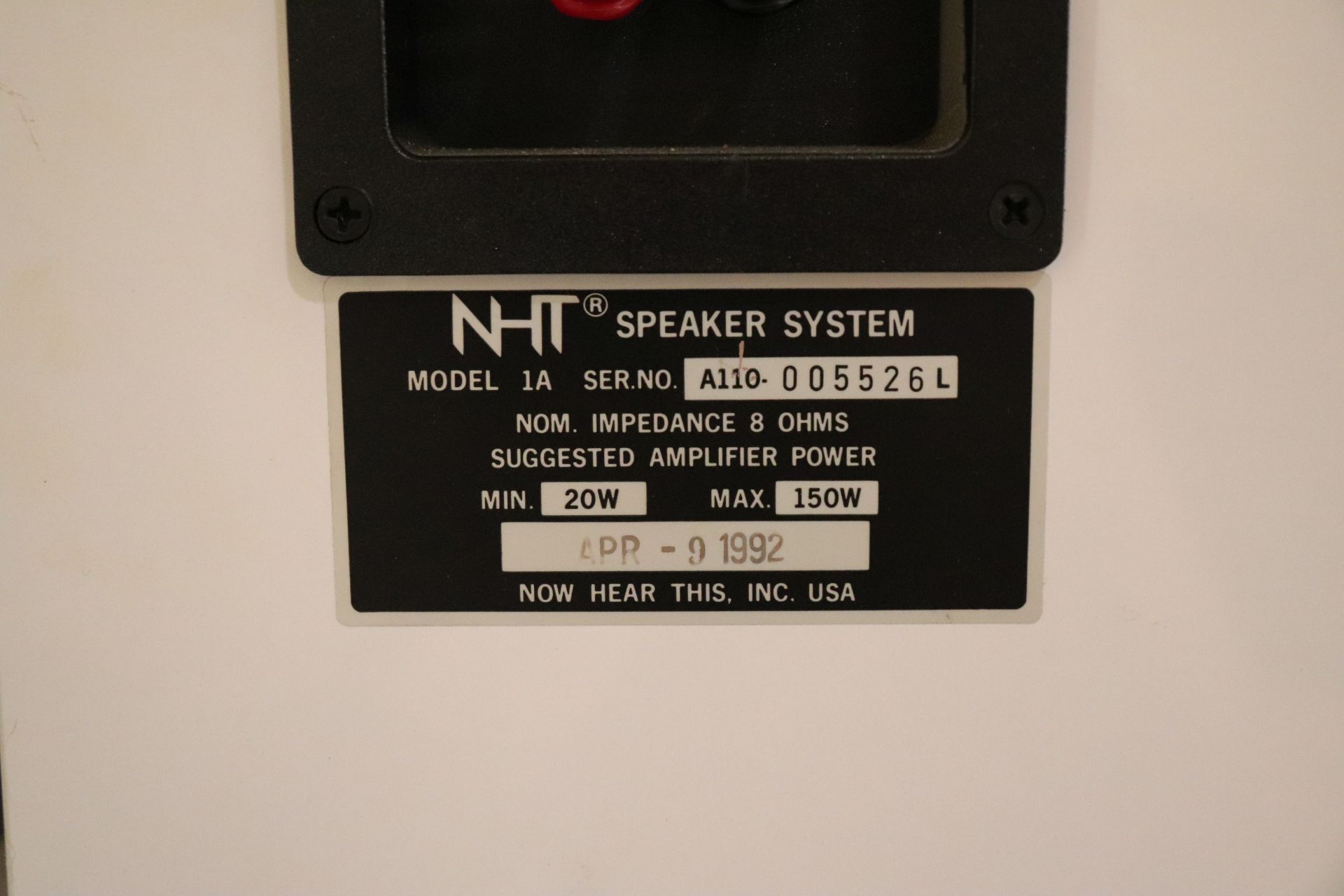 NHT amplifier, model MA-1, and four speakers by NHT, and NHT bass booster, model SW2, serial A350-00 - Image 2 of 8