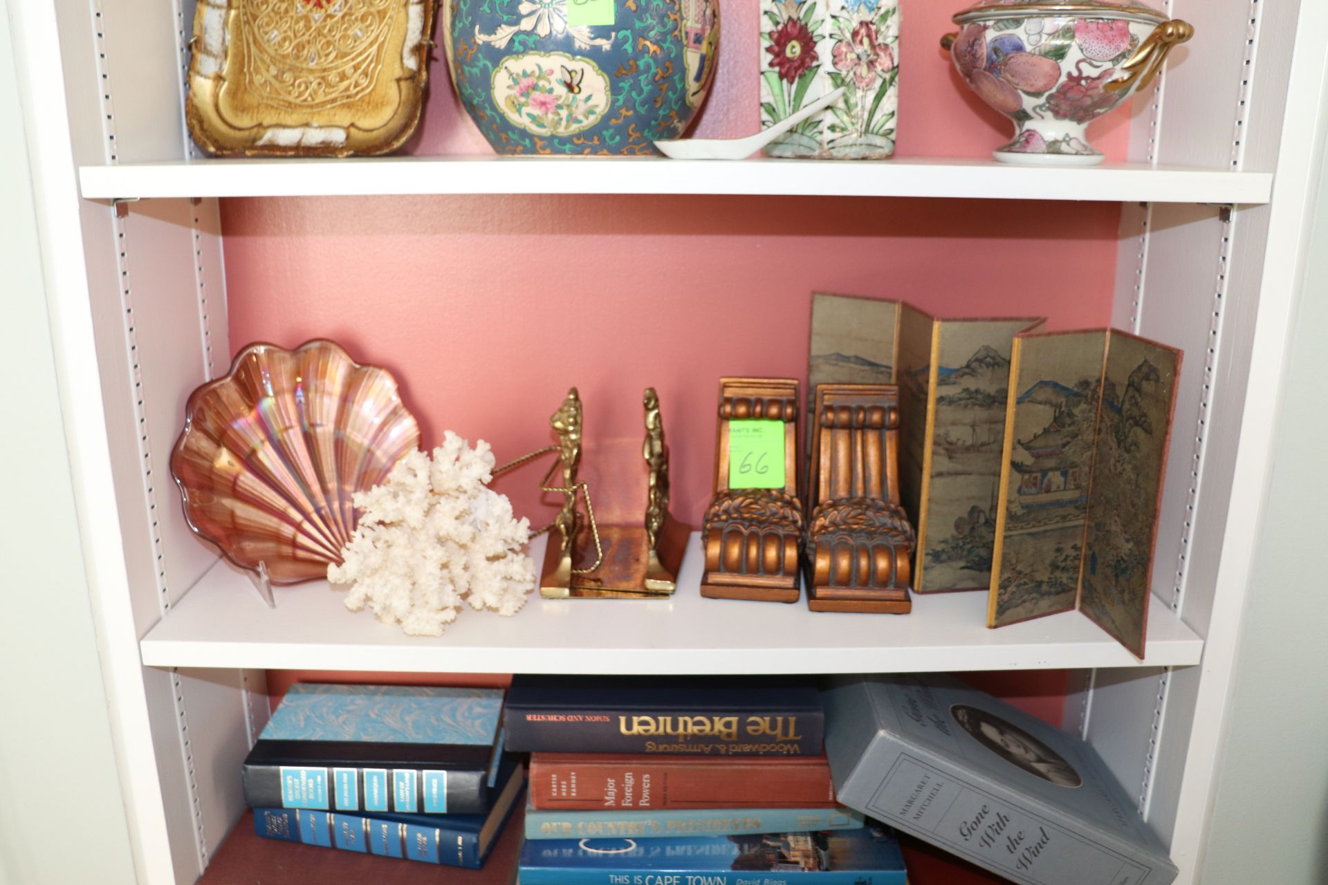 Miscellaneous décor on shelf