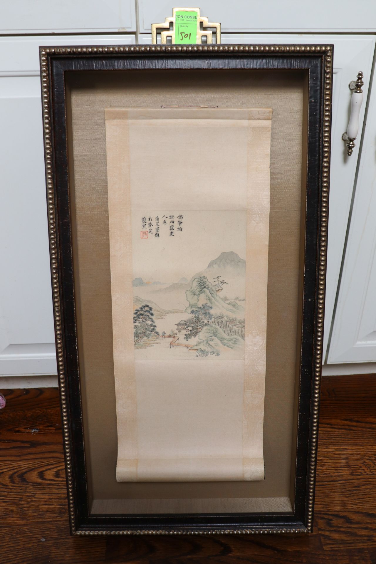 Oriental scroll Framed, frame is 16"x28"