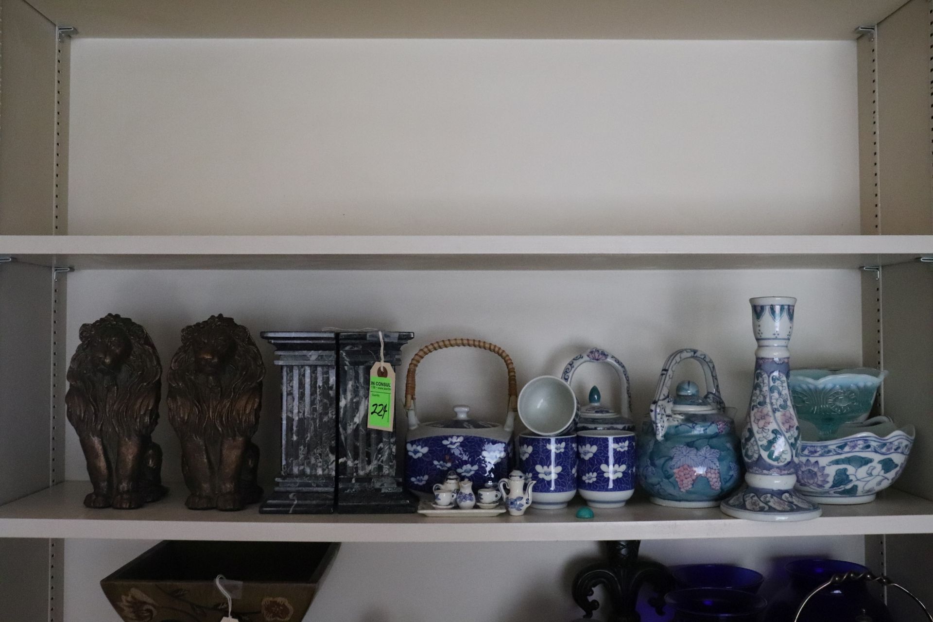 Miscellaneous bookends, tea sets and other