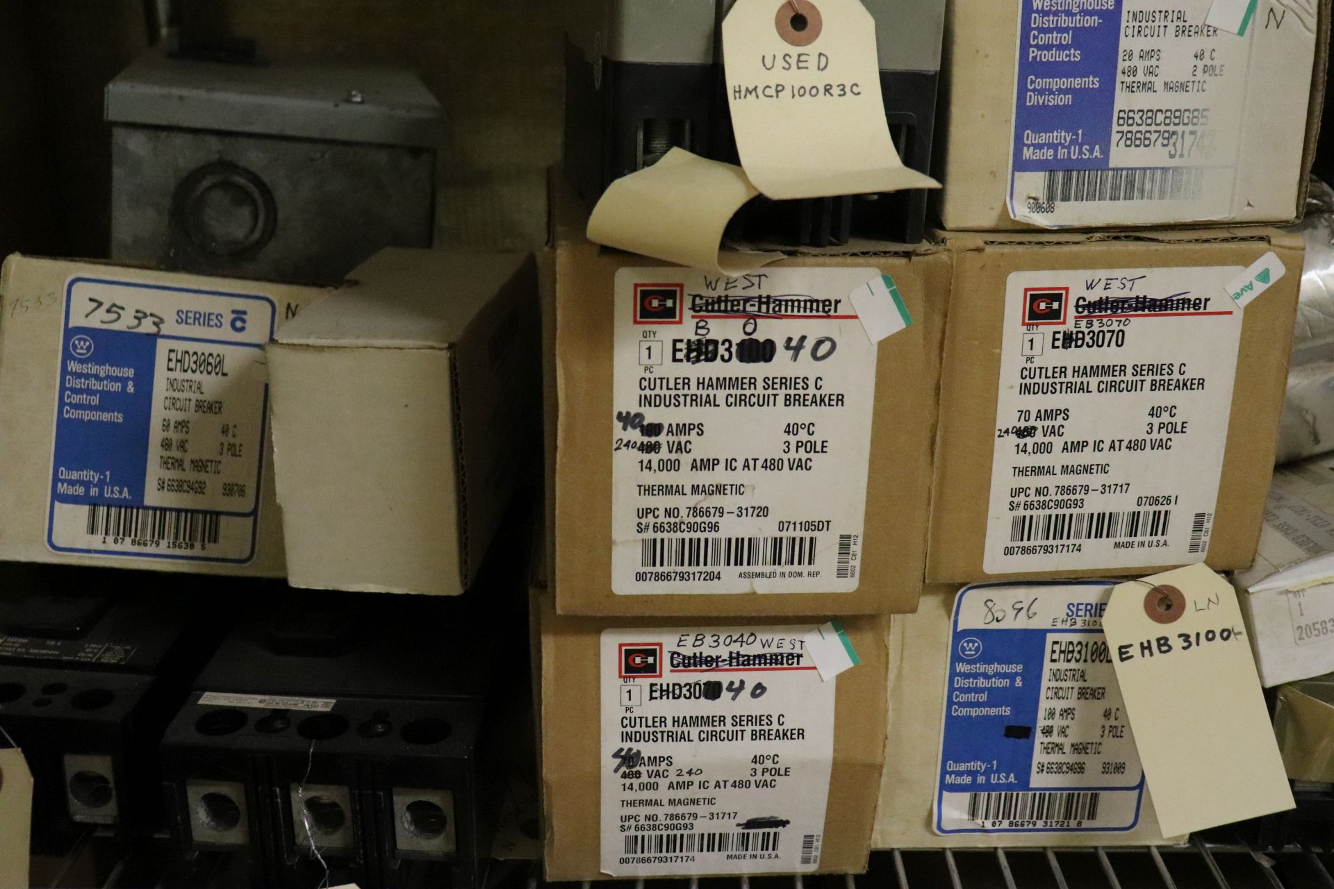 All items on shelf including circuit breaker frames, circuit breakers, and interlock receptacle - Image 2 of 4