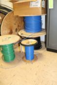 Group of four spools of copper wire
