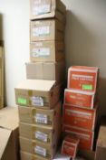 Group consisting of seven boxes of GE fluorescent lamps, model 4F017C18207, 12 bulbs per case, and f