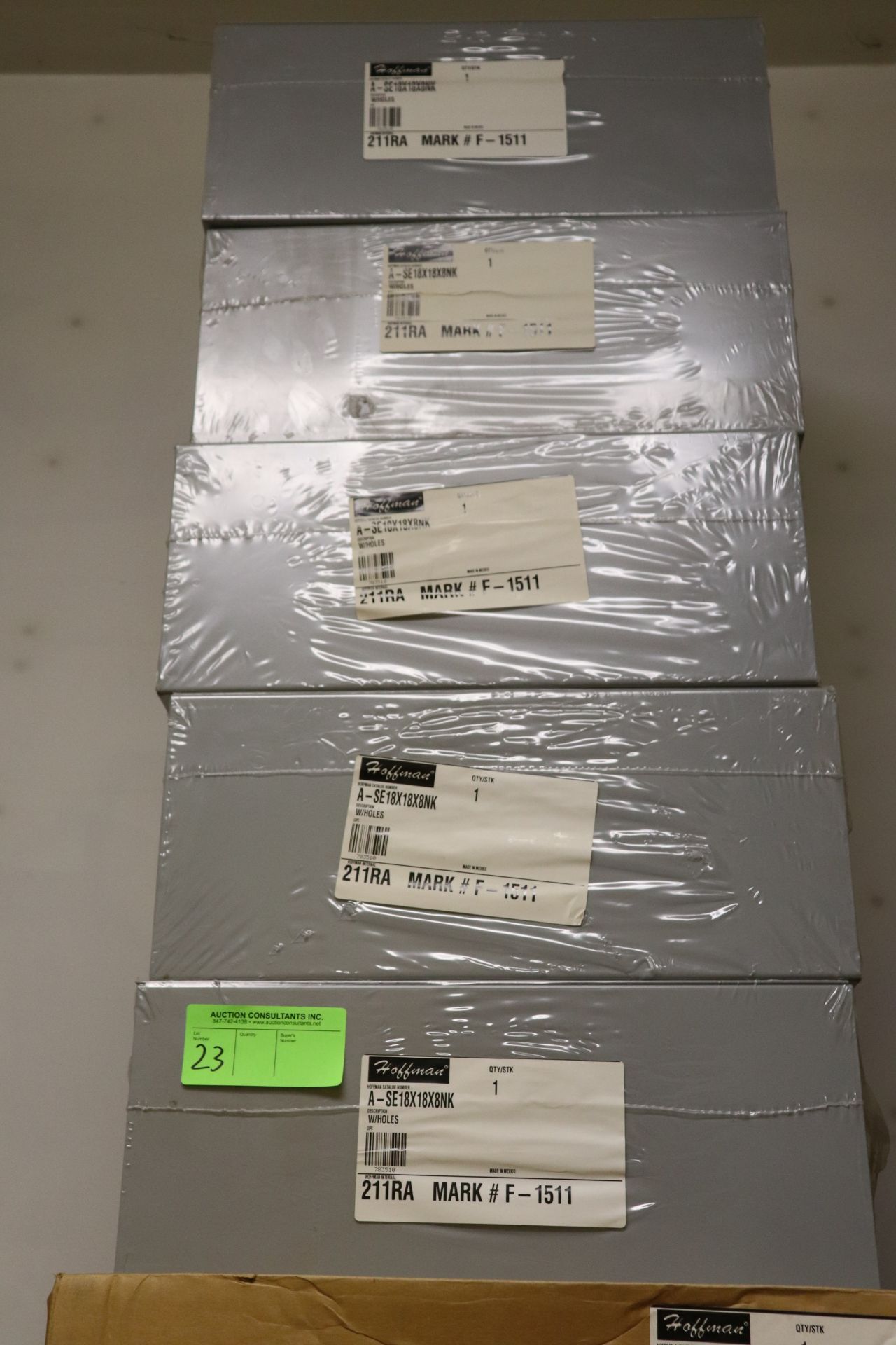 Five Hoffman electrical enclosures, model 211RA, catalog A-SE1AX1AX8NK