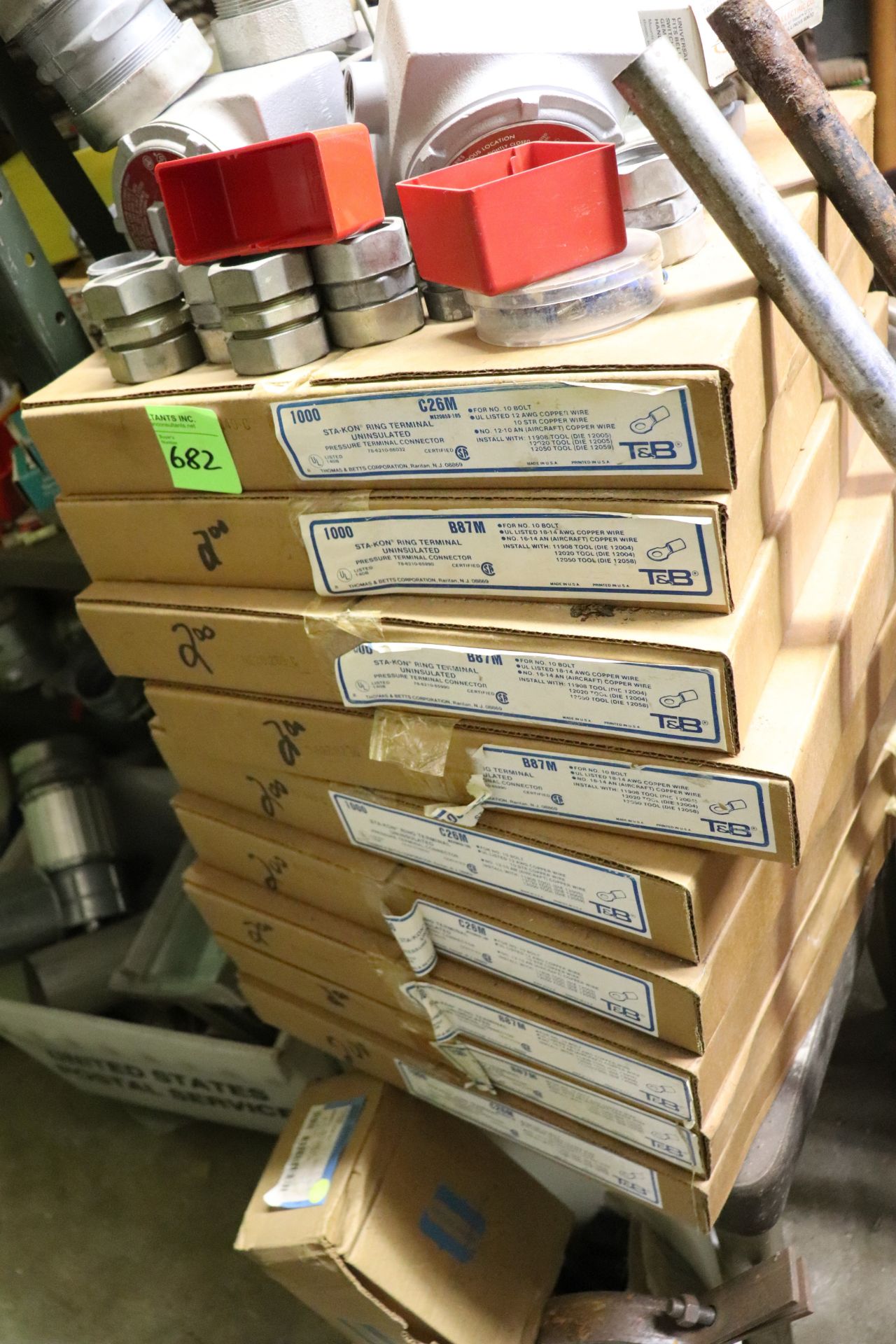 Nine boxes of Sta-Kon ring terminal uninsulated pressure terminal connectors
