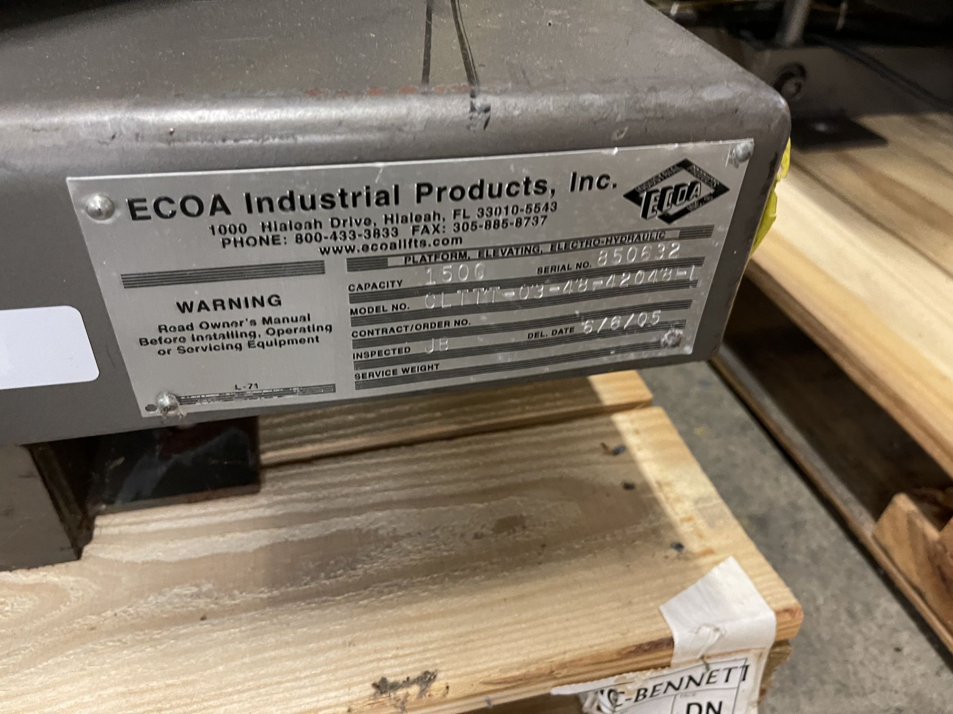 ECOA Industrial Products 1500lb. Pallet Lift Table - Image 2 of 2