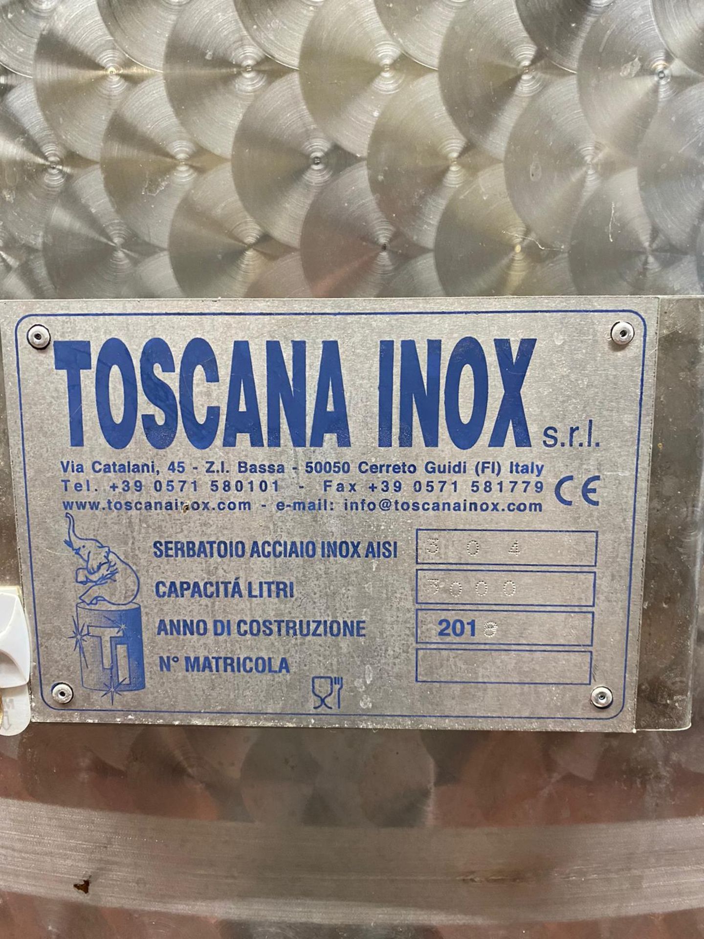 2018 Toscana Inox 3000L Open Top Stainless Steel Tank - Image 4 of 4