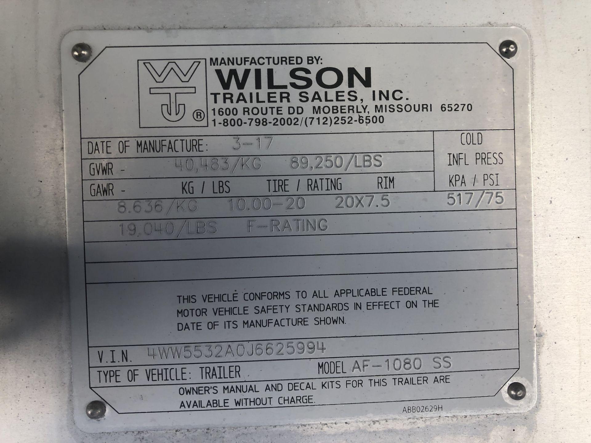 (1) 2018 WILSON Flatbed 53' X 102" Bed, Model AF-1080 SS, VIN #4WW5532A0J6625994 with Ramps - Bild 8 aus 25