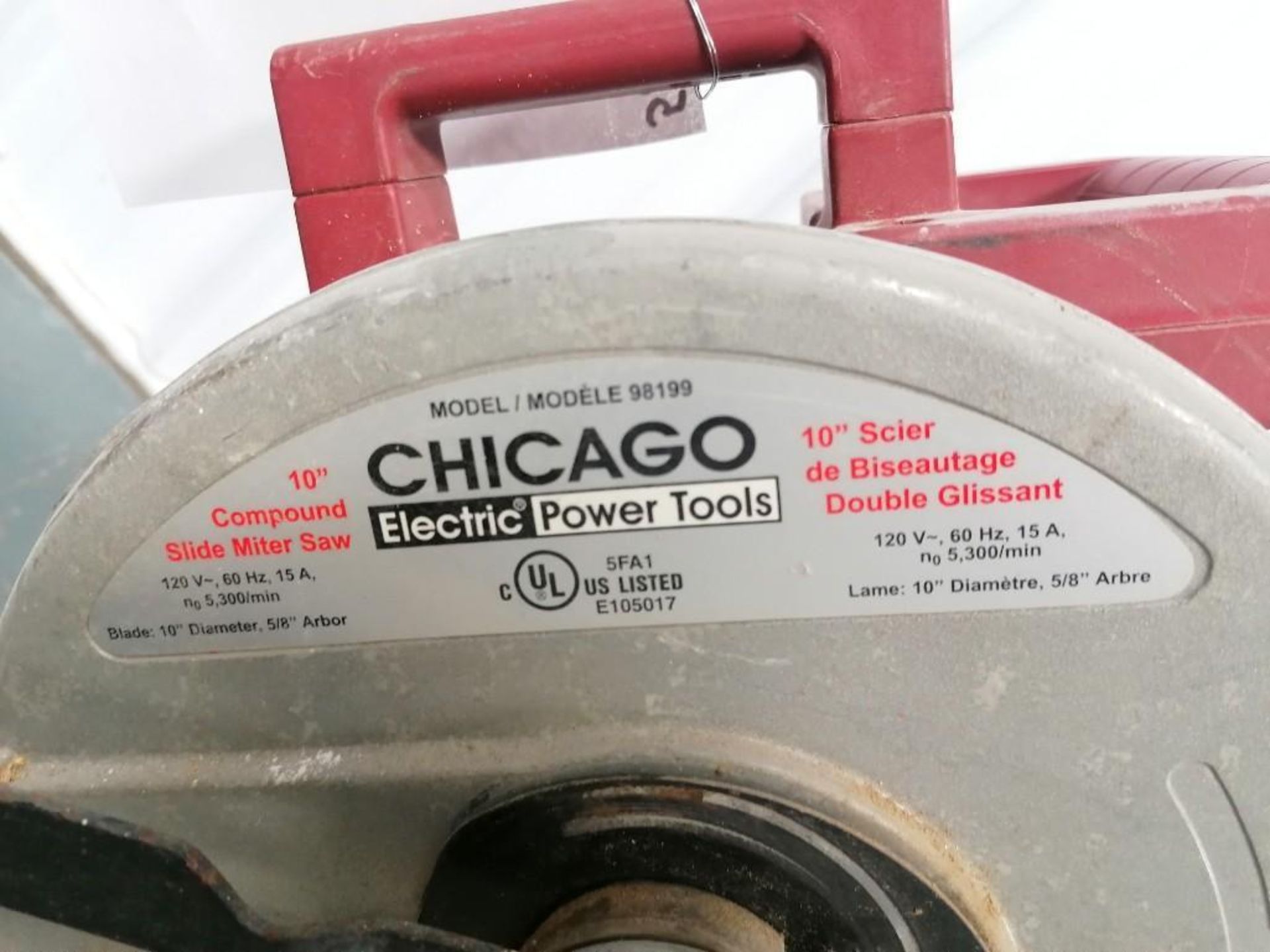 (1) CHICAGO 10" Compound Slide Miter Saw, Model 98199. Located in Mt. Peasant, IA. - Image 2 of 4