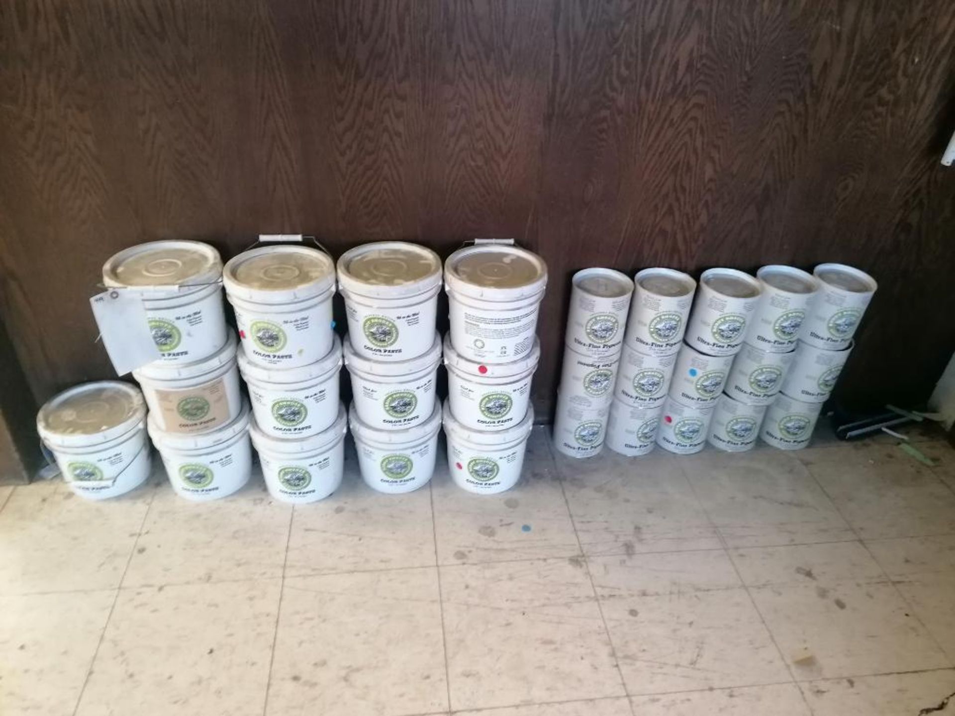 (13) 8LBS Buckets of Buddy Rhodes Color Paste & (15) 2 LBS Cans of Buddy Rhodes Ultra-Fine Pigment